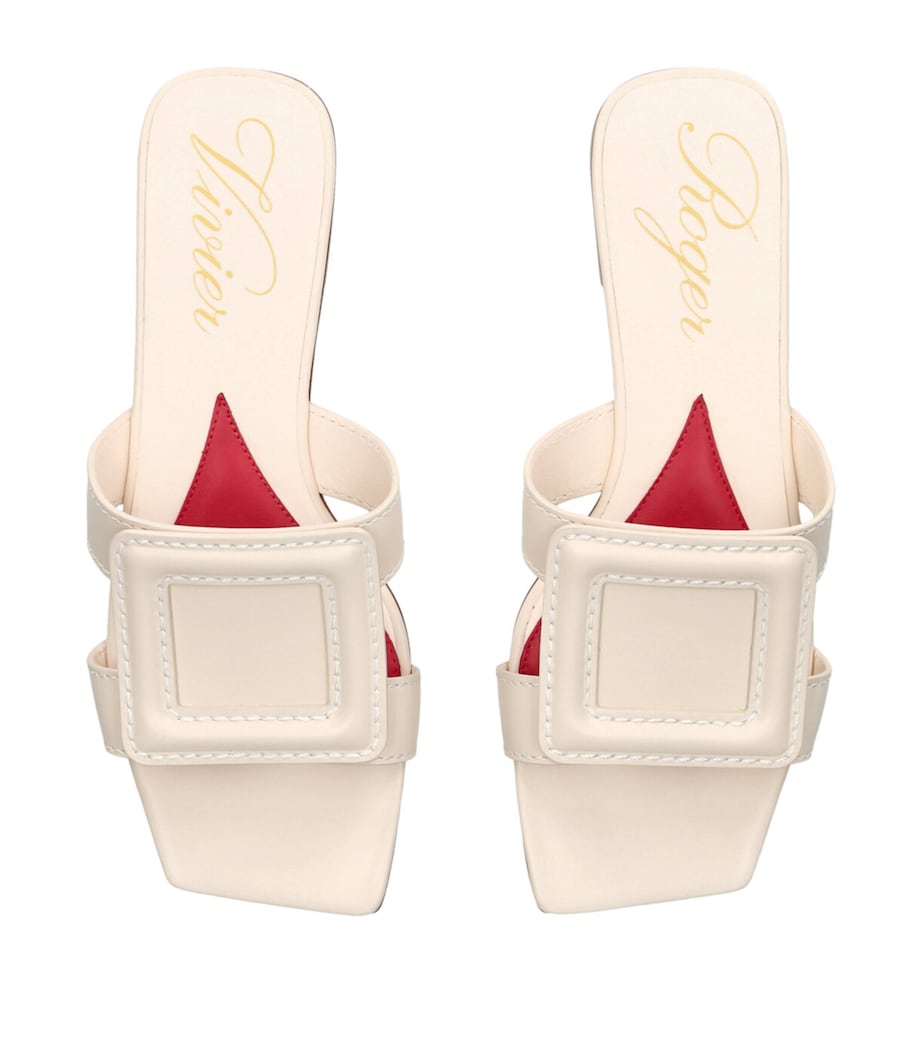 Roger Vivier Leather Buckle Mules Bone Image 4