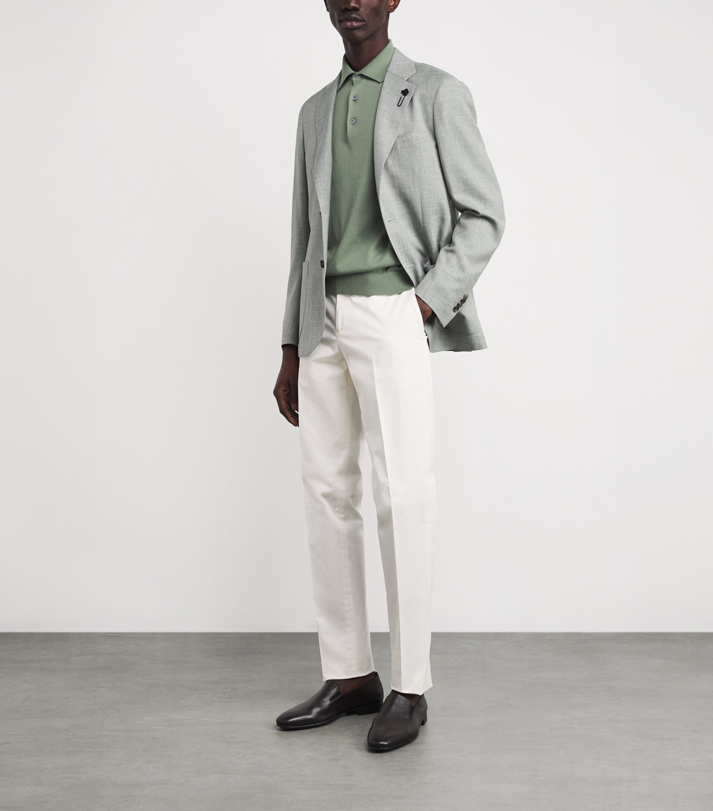 Cotton Knit Polo Shirt 510 SAGE GREEN Image 2