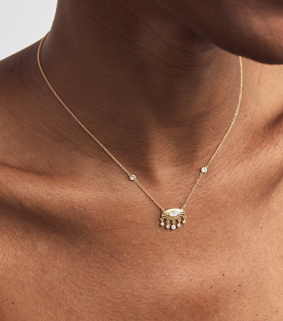 Yellow Gold and Diamond Evil Eye Shaker Necklace YELLOW GOLD Image 4