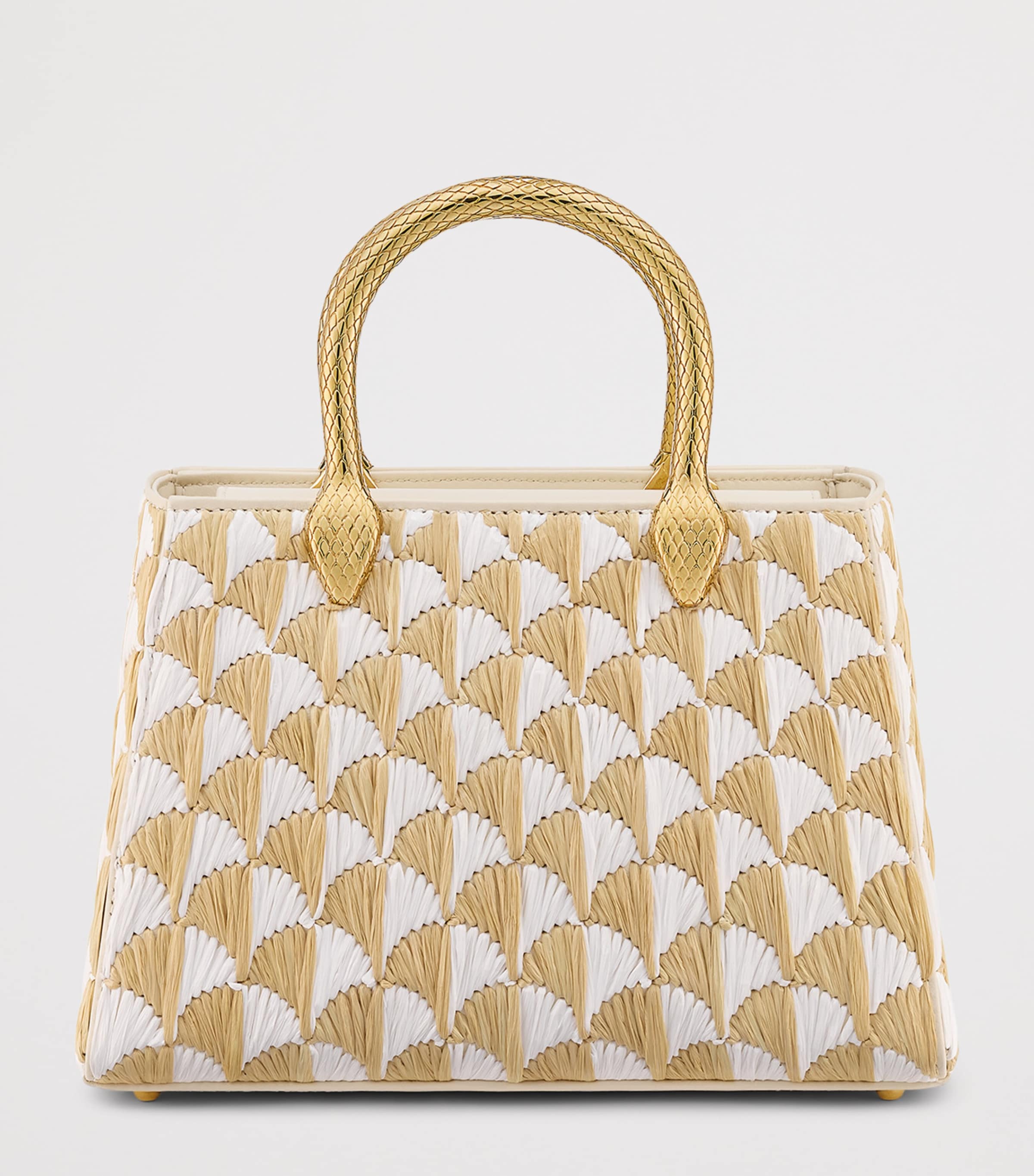 Bvlgari Raffia Serpentine Duo Top-Handle Bag Beige Medium Image 5