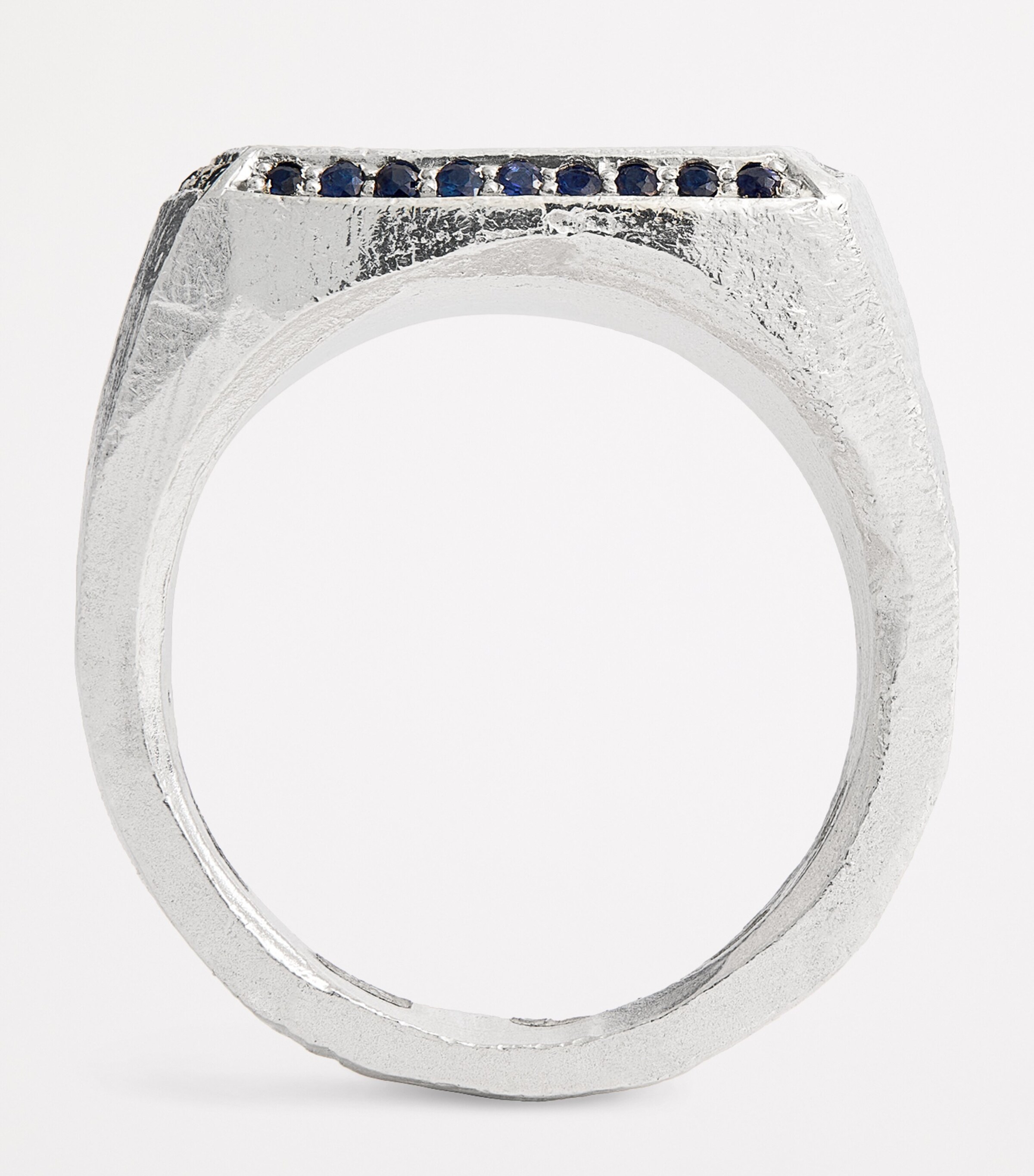 THE OUZE Sterling Silver and Sapphire Signet Ring Blue Image 4