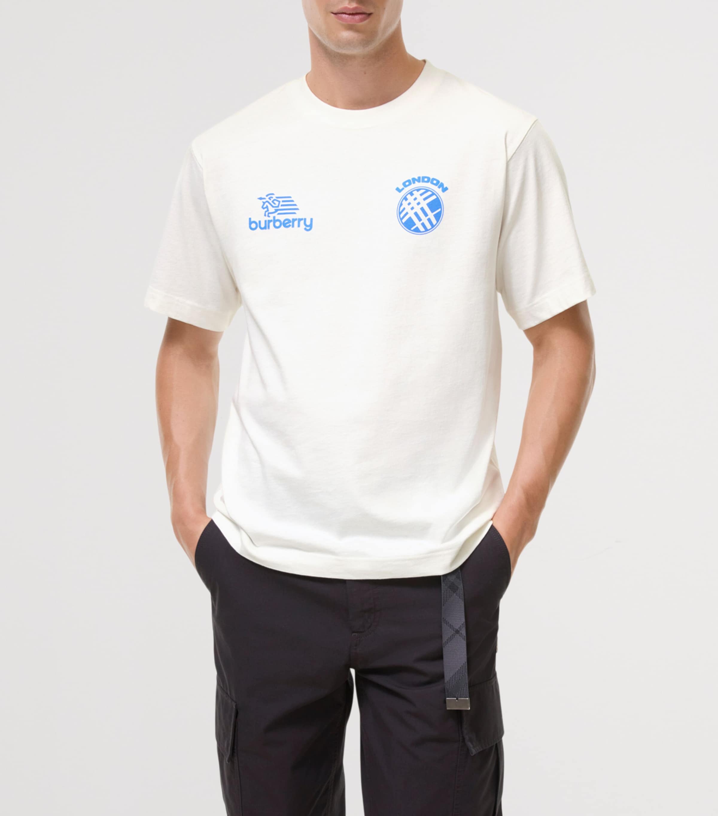 Burberry Mens Cotton Logo Badge T-Shirt Chalk Image 2