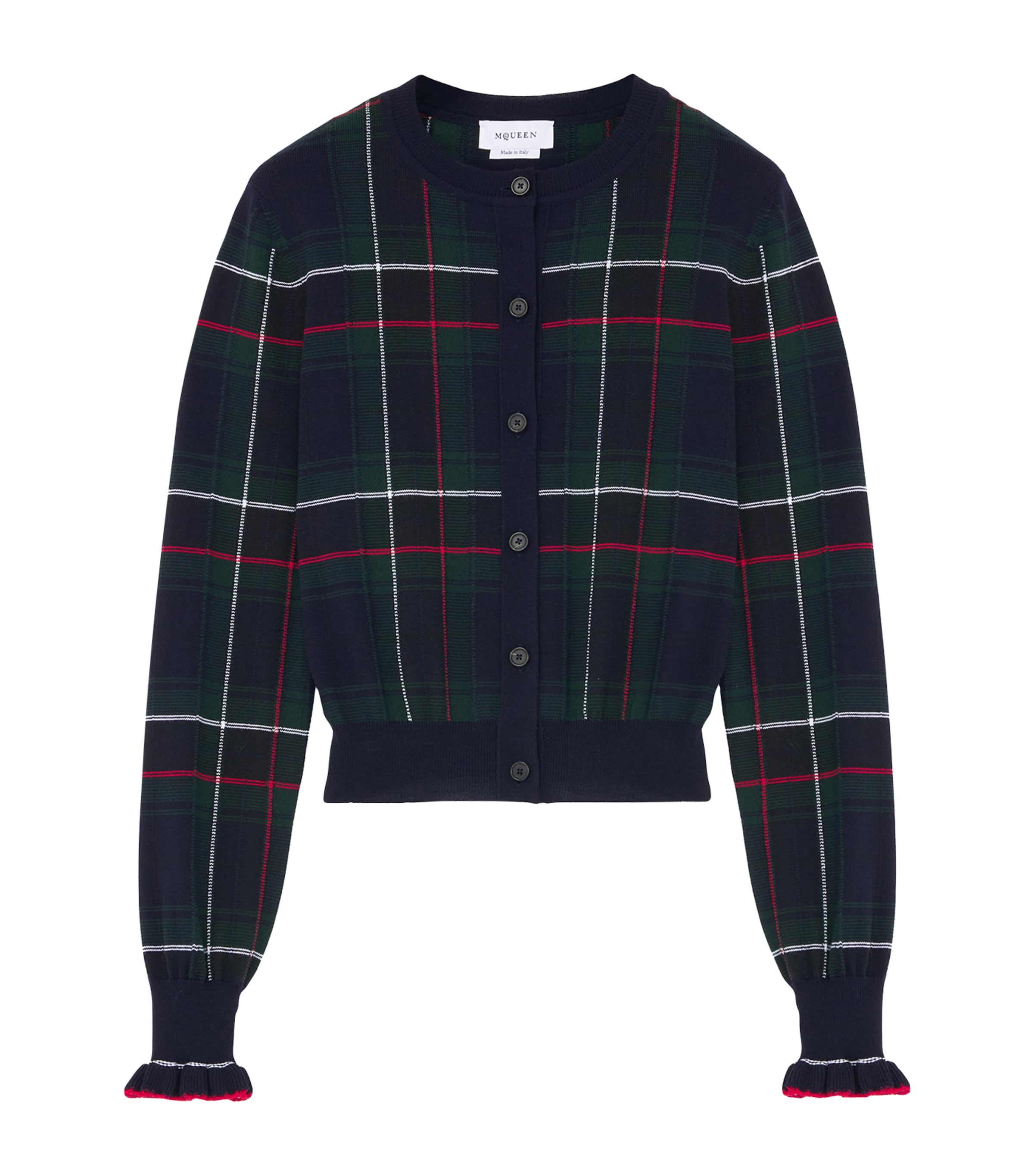 Alexander Mcqueen Mcqueen Check Wool Cardigan In Blue