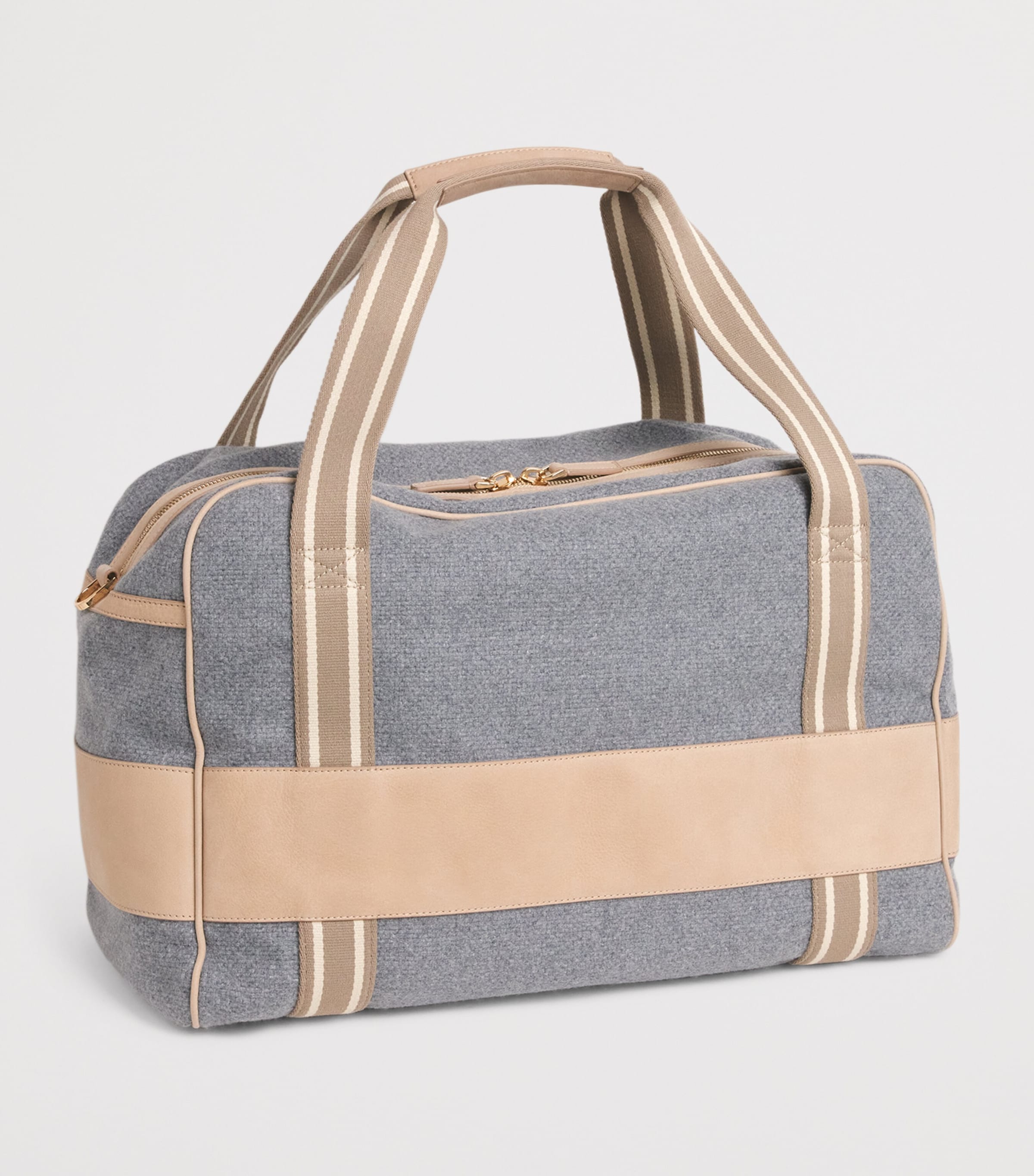 Wool Canvas Leather-Trim Gym Bag GRIGIO ARGILLA Image 3