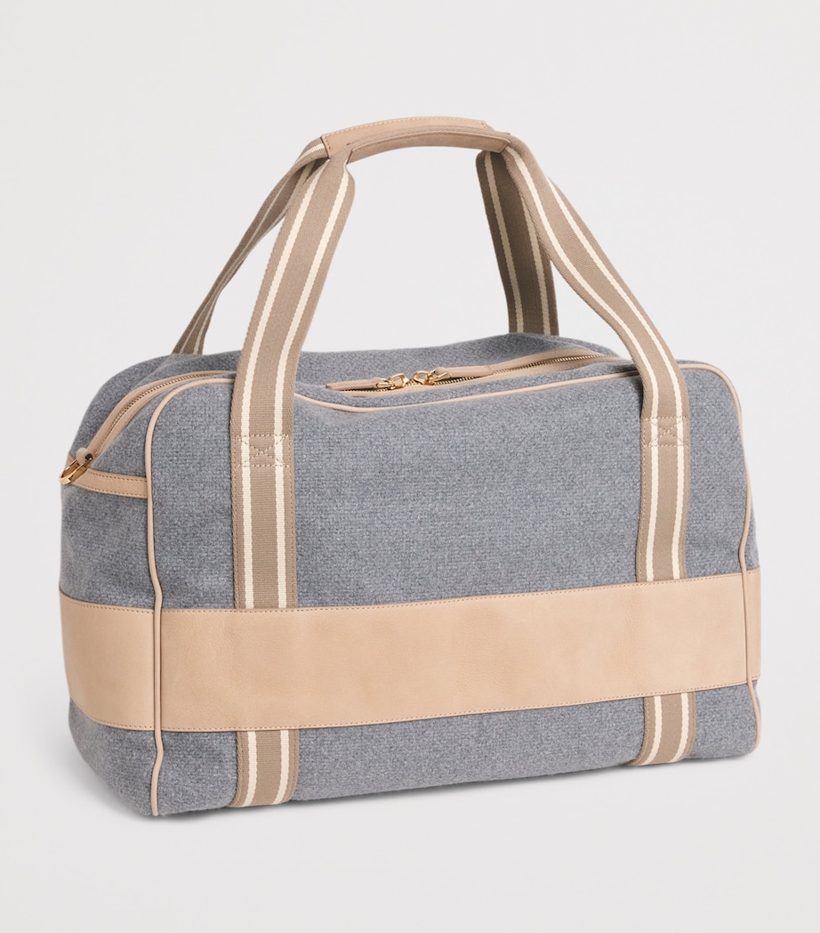 Wool Canvas Leather-Trim Gym Bag GRIGIO ARGILLA Image 3
