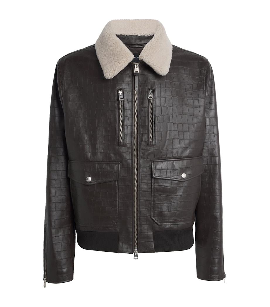 Embossed-Leather Chance-NV Bomber Jacket COFFEE A Image 1