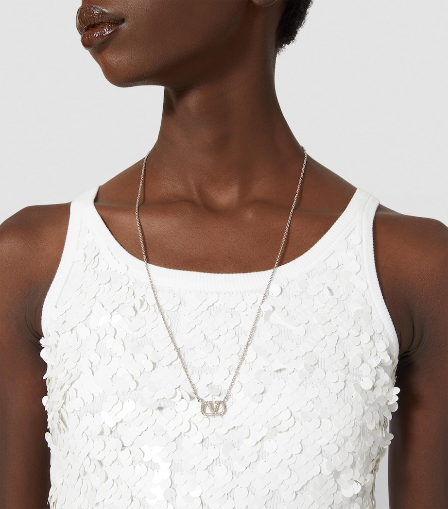 Crystal-Embellished VLogo Necklace 68S Image 3