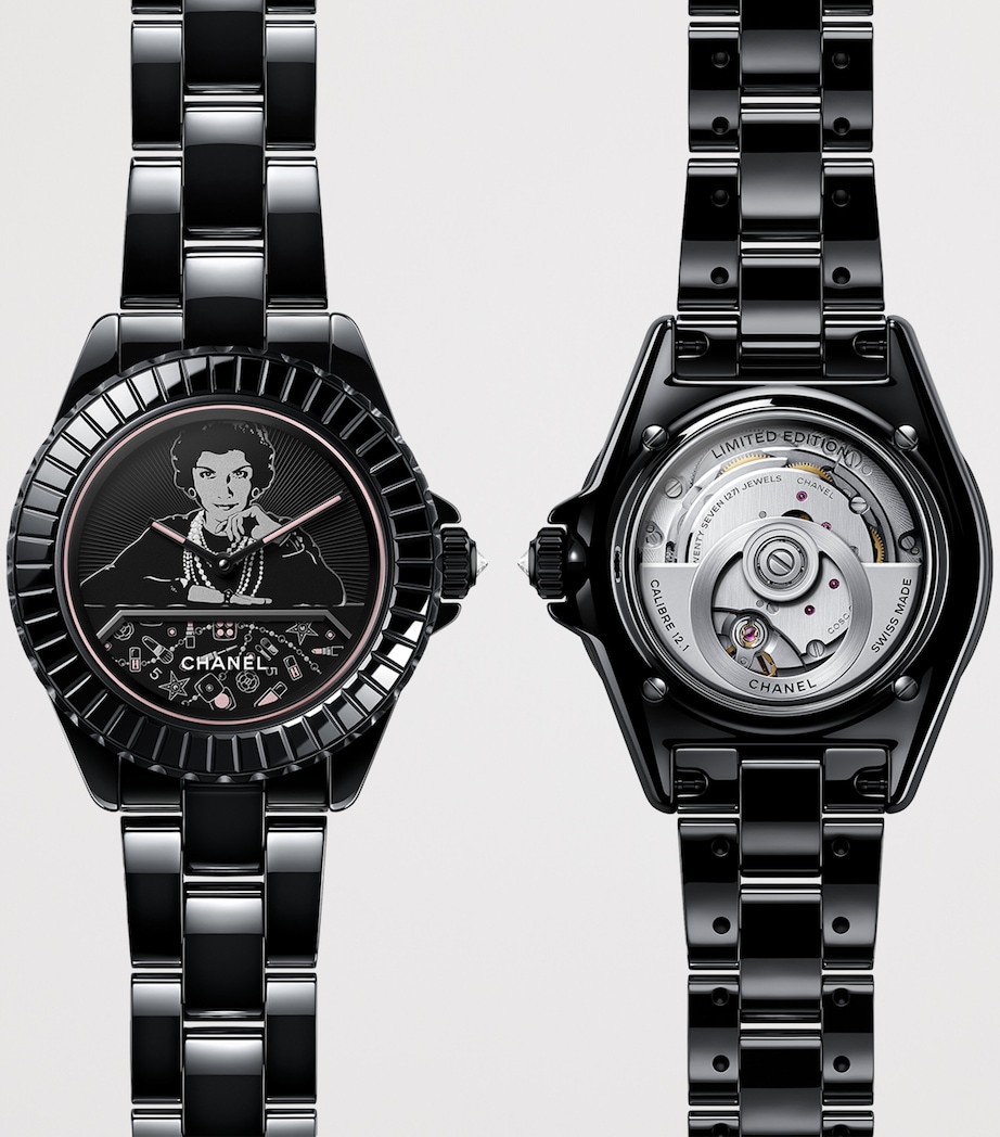 Ceramic, Steel and Diamond Mademoiselle J12 Blush Calibre 12.1 Watch 38mm BLACK Image 3