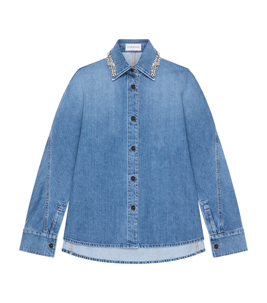 Denim Crystal-Embellished Shirt MEDIUM BLUE Image 1