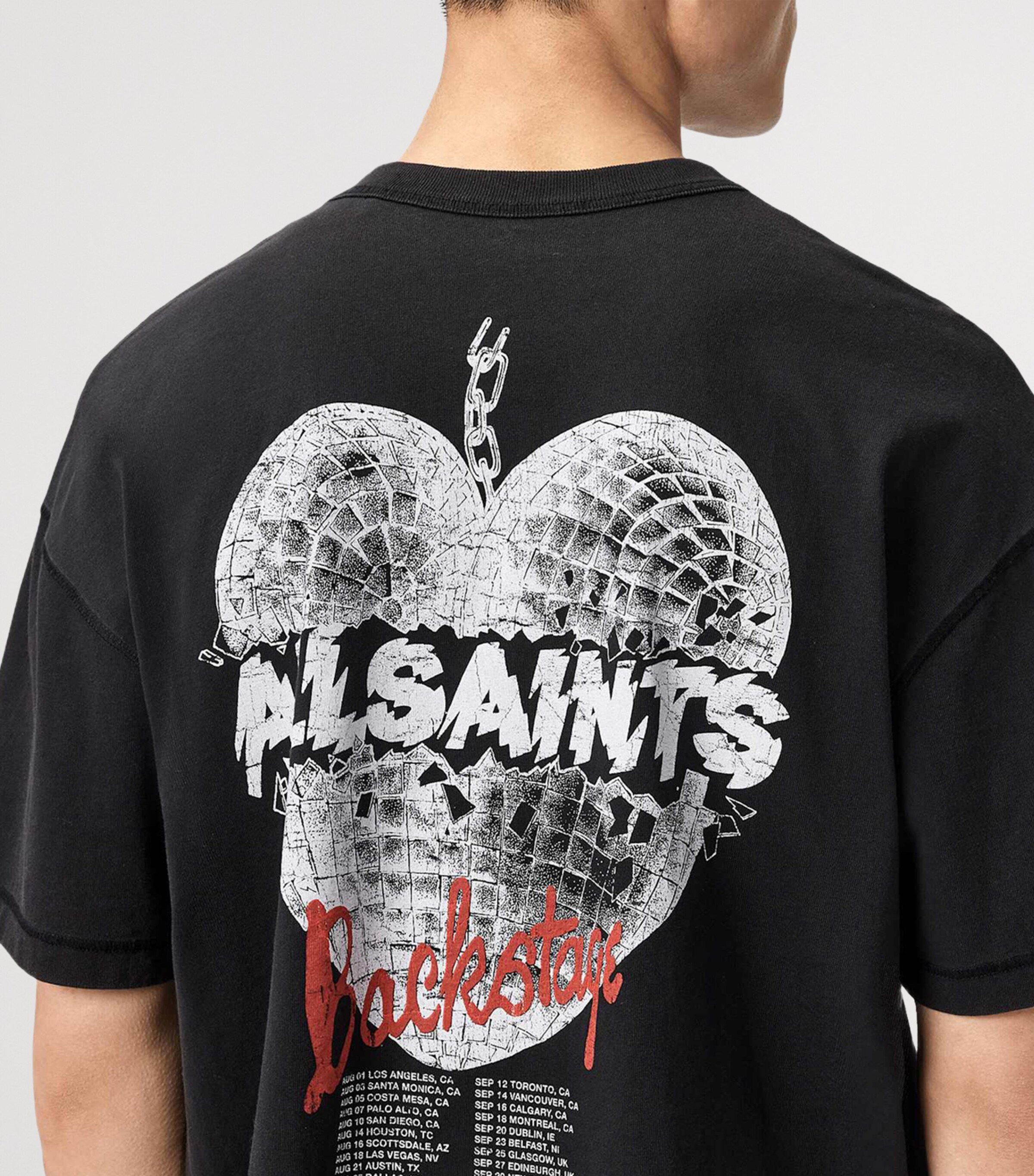 AllSaints Mens Organic Cotton Reflect T-Shirt Washed Black Image 6