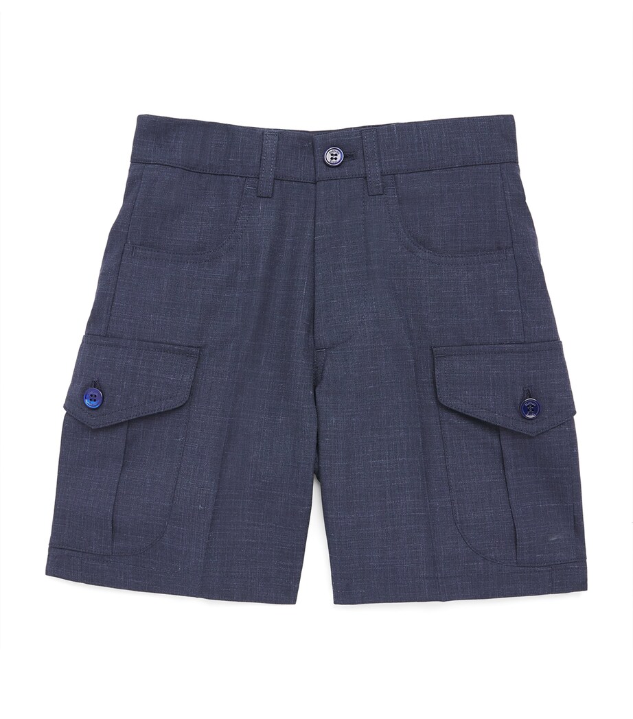 Stefano Ricci Kids Wool-Silk-Linen Shorts (6-16 Years) Navy Image 1