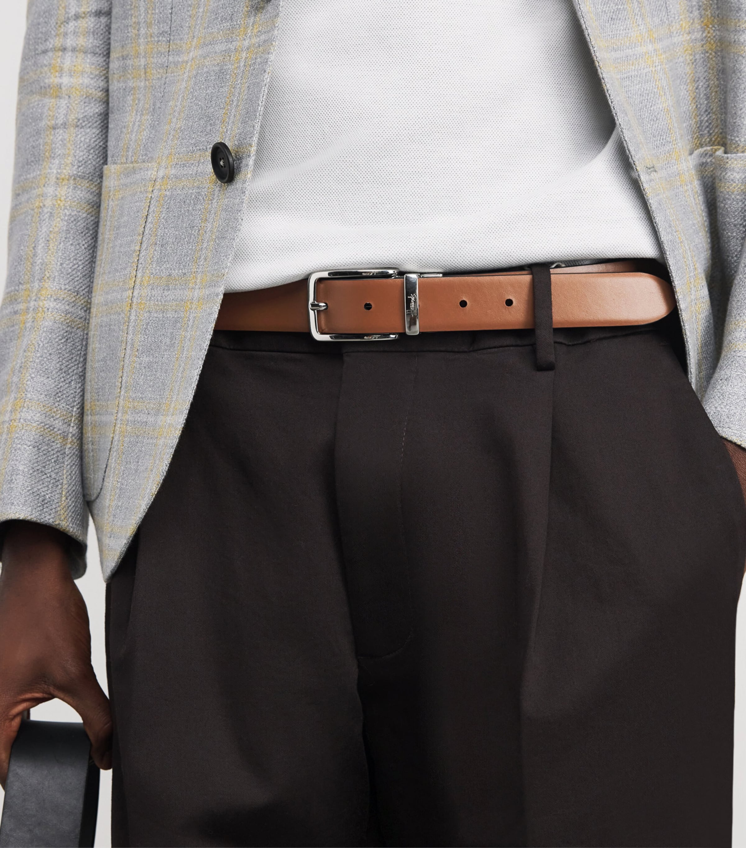 Harrods Leather Reversible Belt Black Image 3