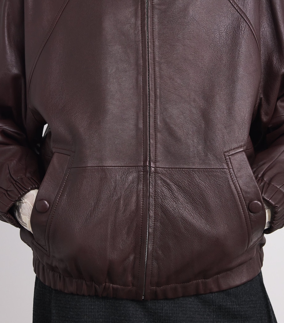 Raglan-Sleeve Leather Jacket BROWN Image 6