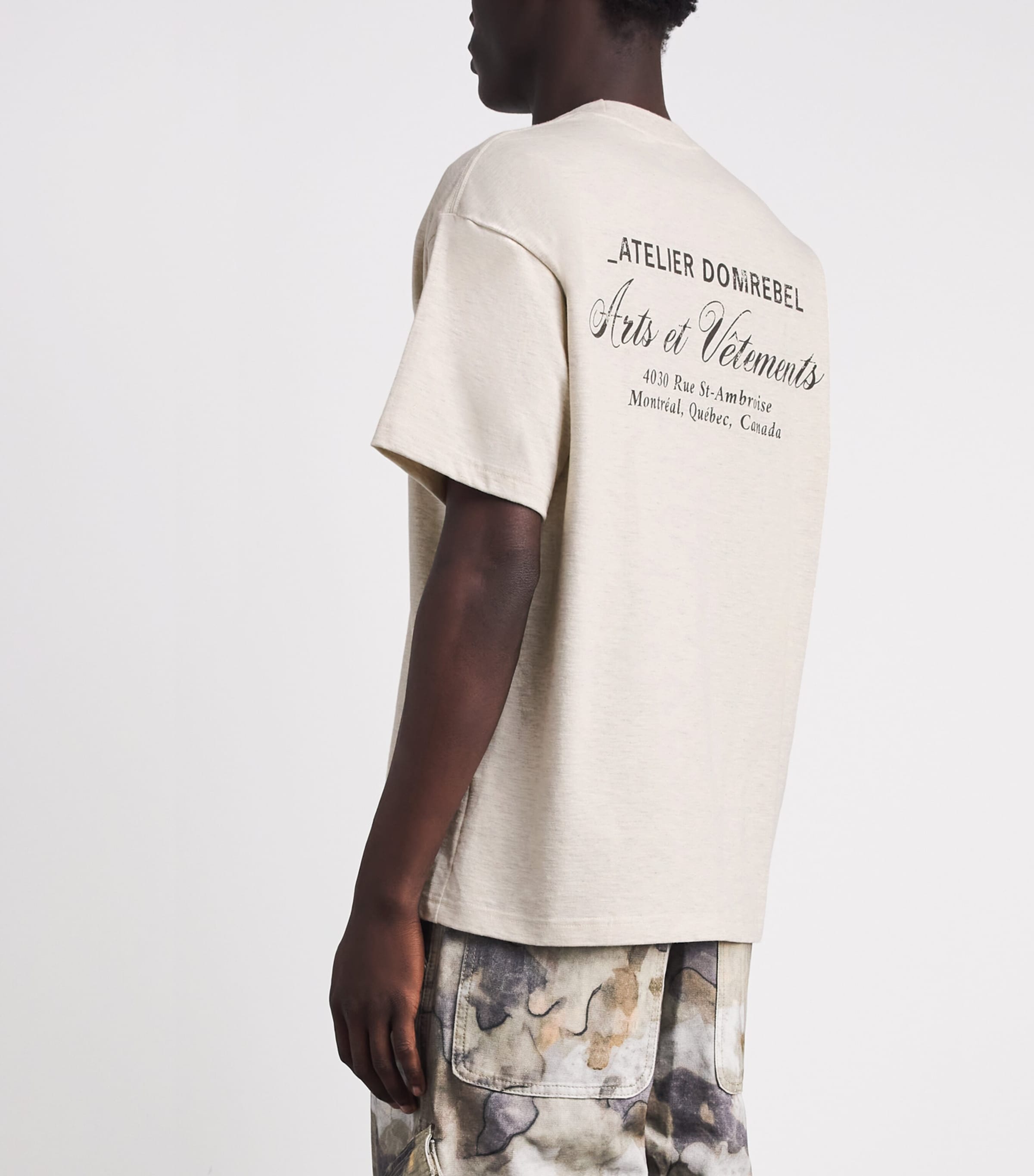 DOMREBEL Mens Cotton Arts Vetements T-Shirt Greige Image 5