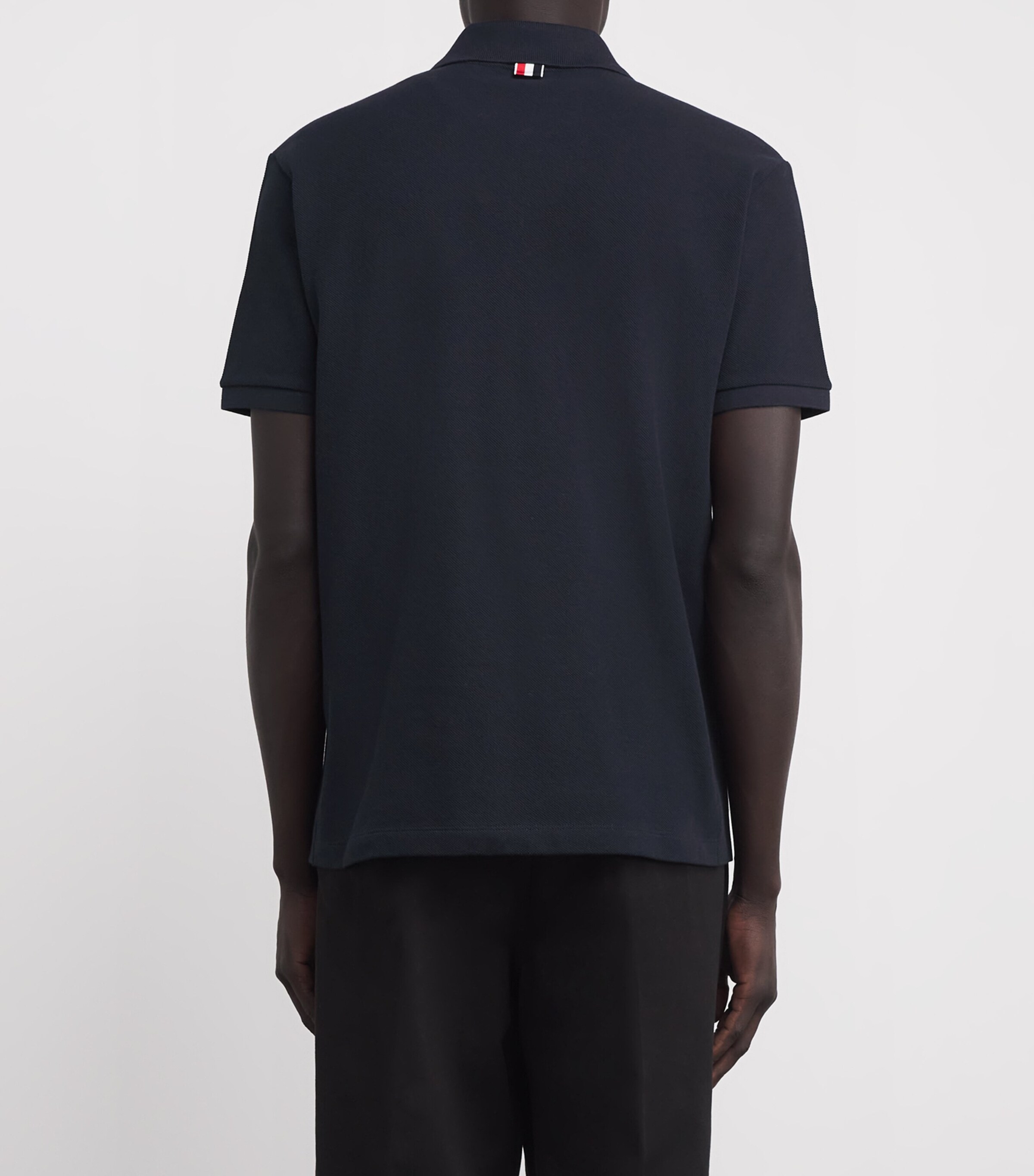 Thom Browne Mens Cotton Appliqué Polo Shirt Navy Image 4
