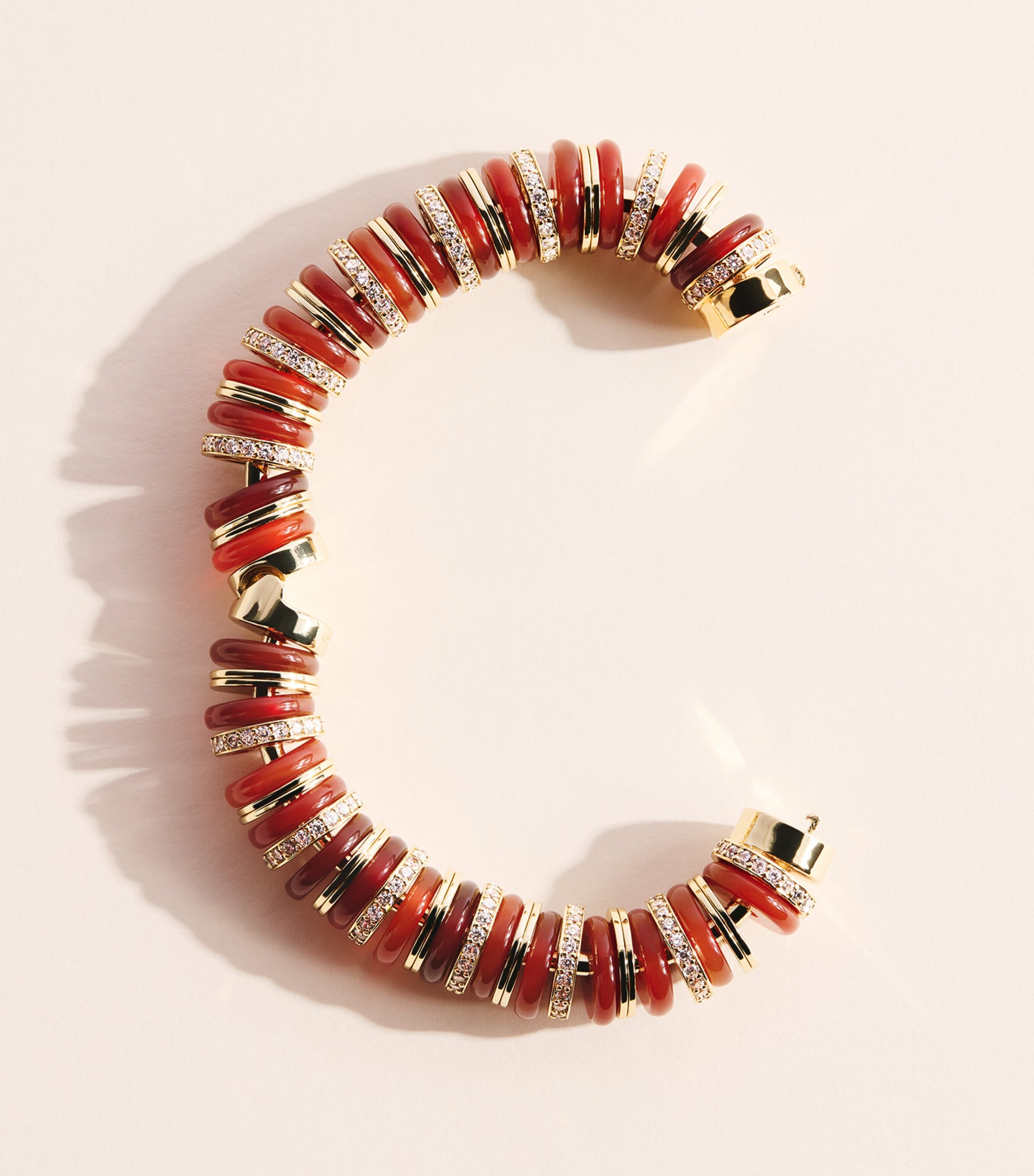 Eddie Borgo Gold-Plated Amber, Carnelian and Pavé Crystal Lenox Bracelet Gold Image 5