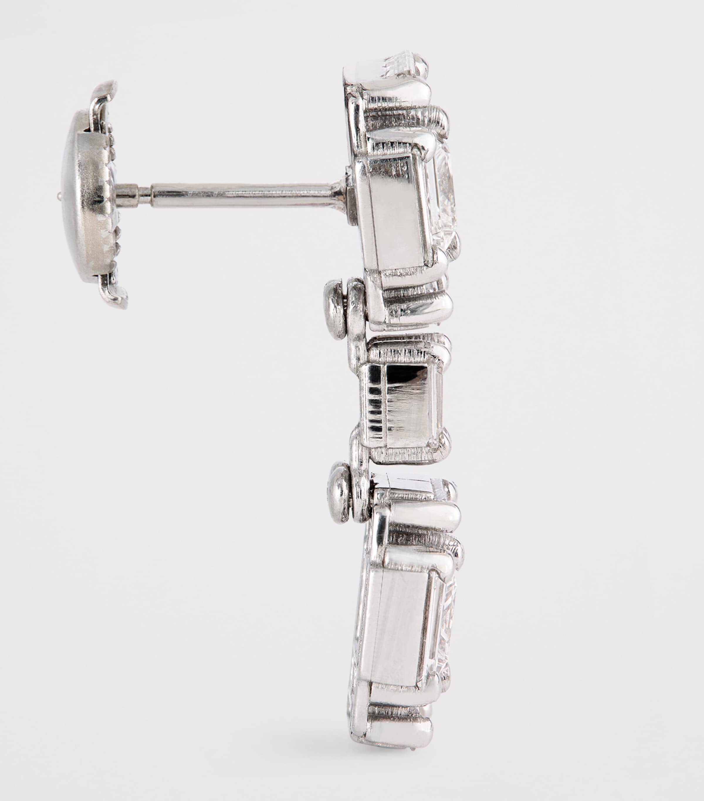 White Gold and White Diamond Princess Drop Earrings 18K WG/WD Image 4