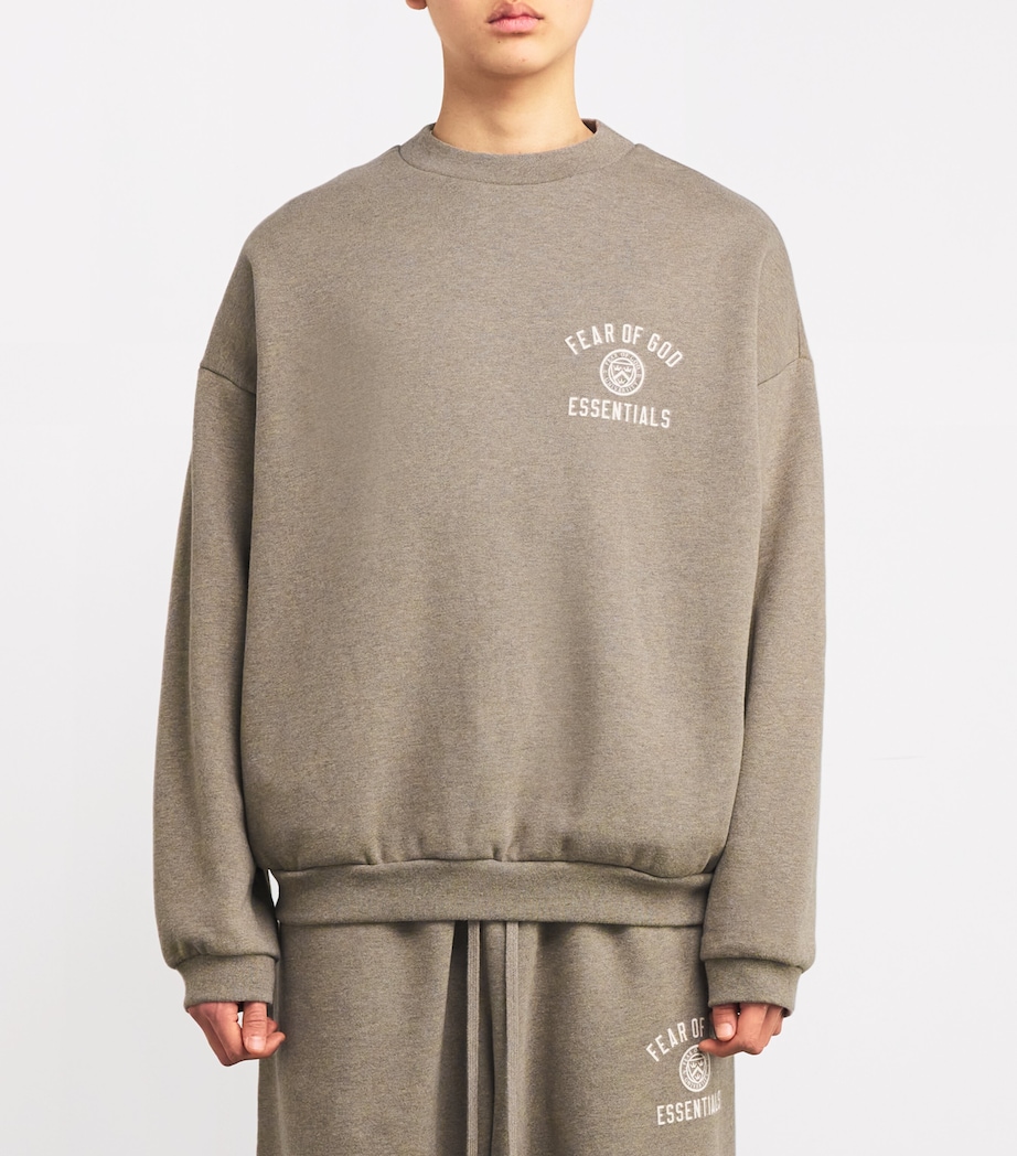 FEAR OF GOD ESSENTIALS Mens University Crest Logo Sweatshirt Heather Gray Image 3