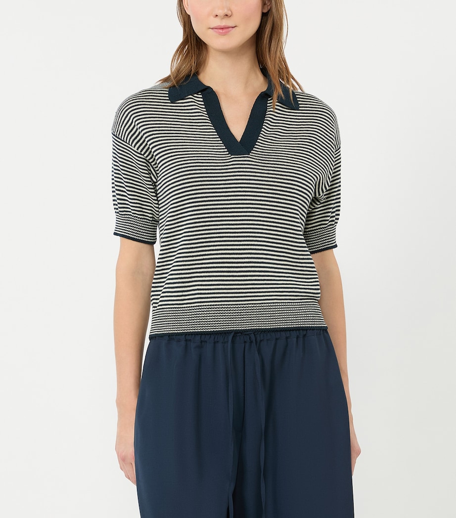 Weekend Max Mara Womens Cotton Stripe Short-Sleeve Sweater Navy Image 3