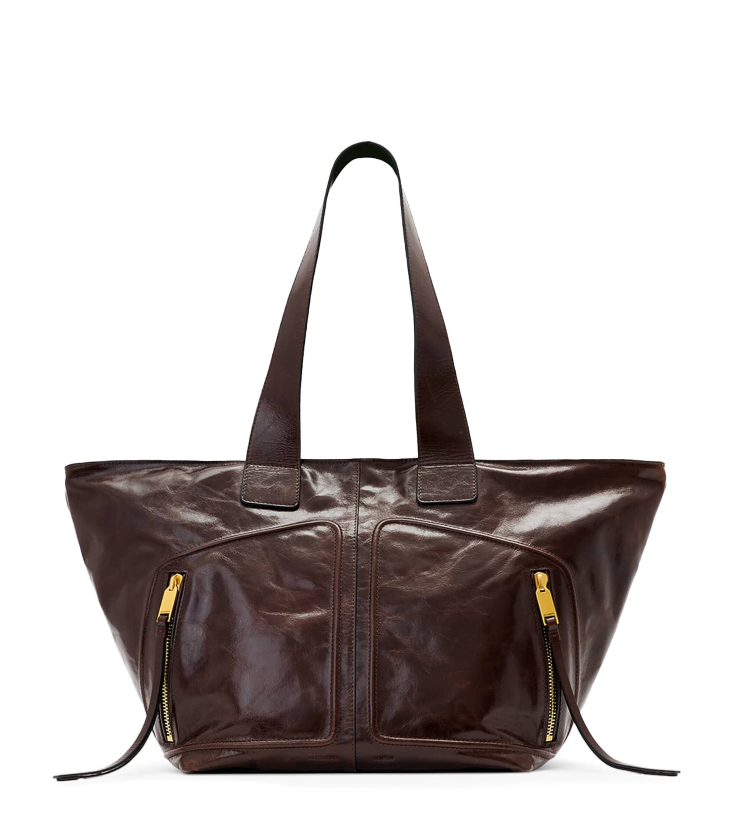 AllSaints Buffalo Leather Jean Rey Tote Bag Cognac Brown Image 1