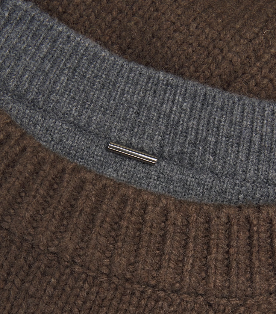 Wool-Blend Double-Layer Sweater KHAKI KK Image 5