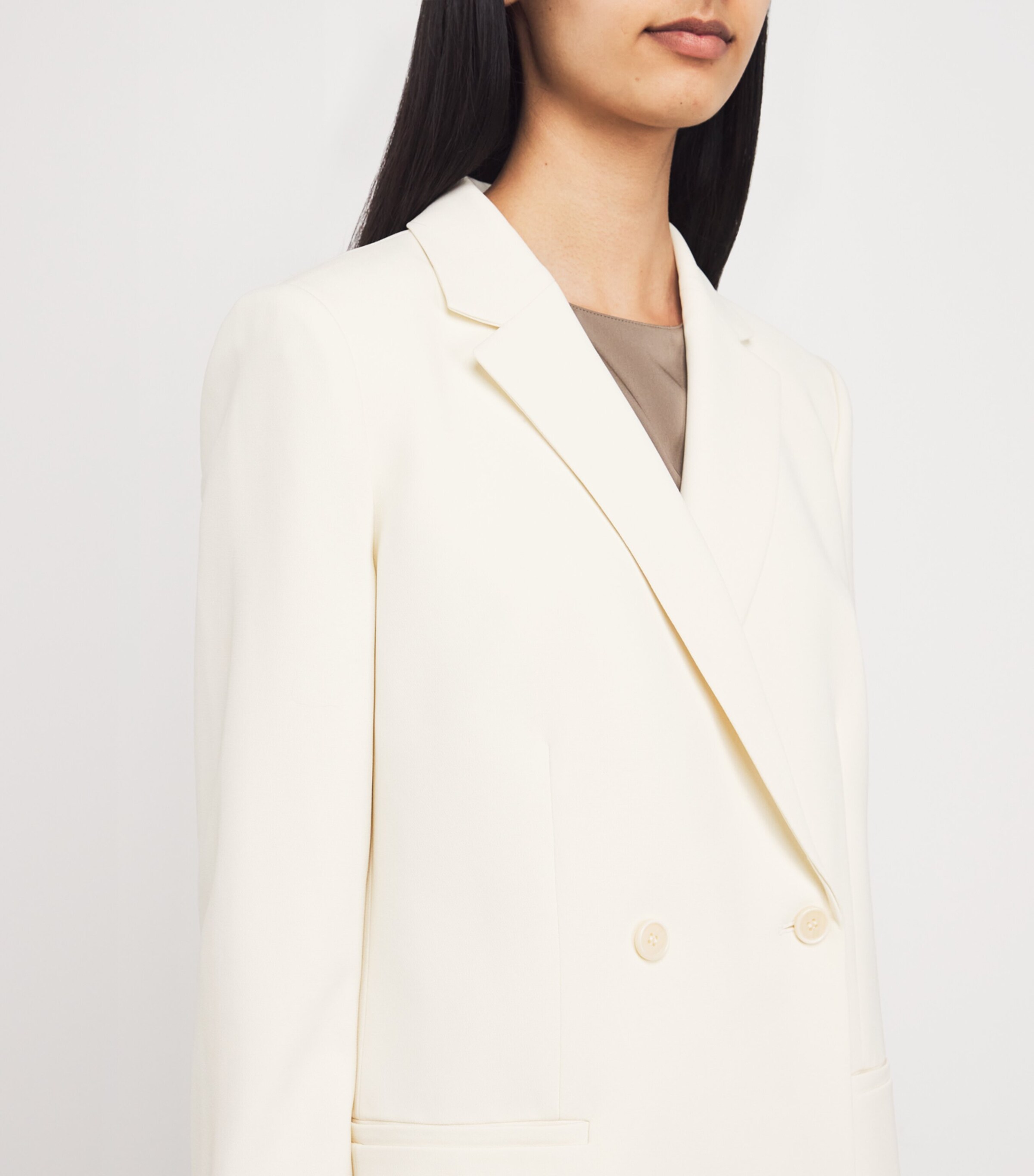 Theory Womens Crepe Double-Breasted Blazer Rice Image 6