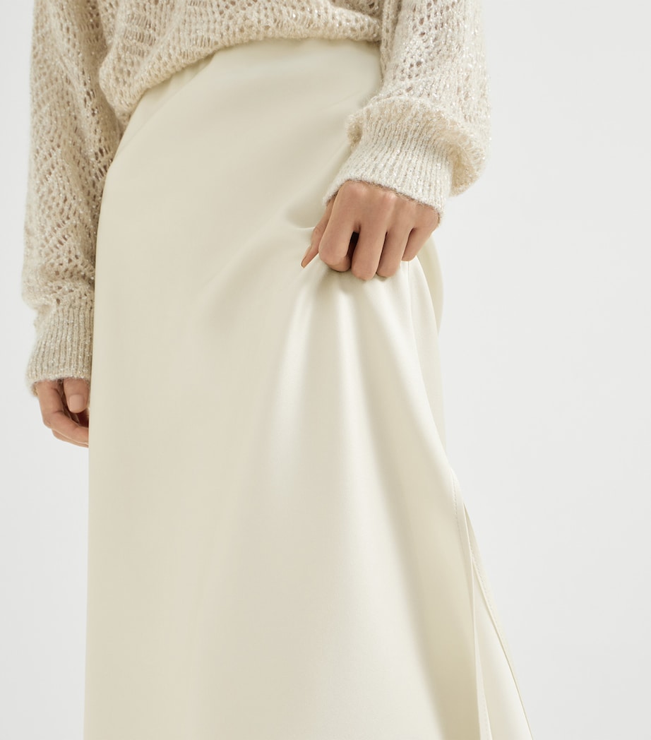 Brunello Cucinelli Womens Satin Midi Skirt Image 6