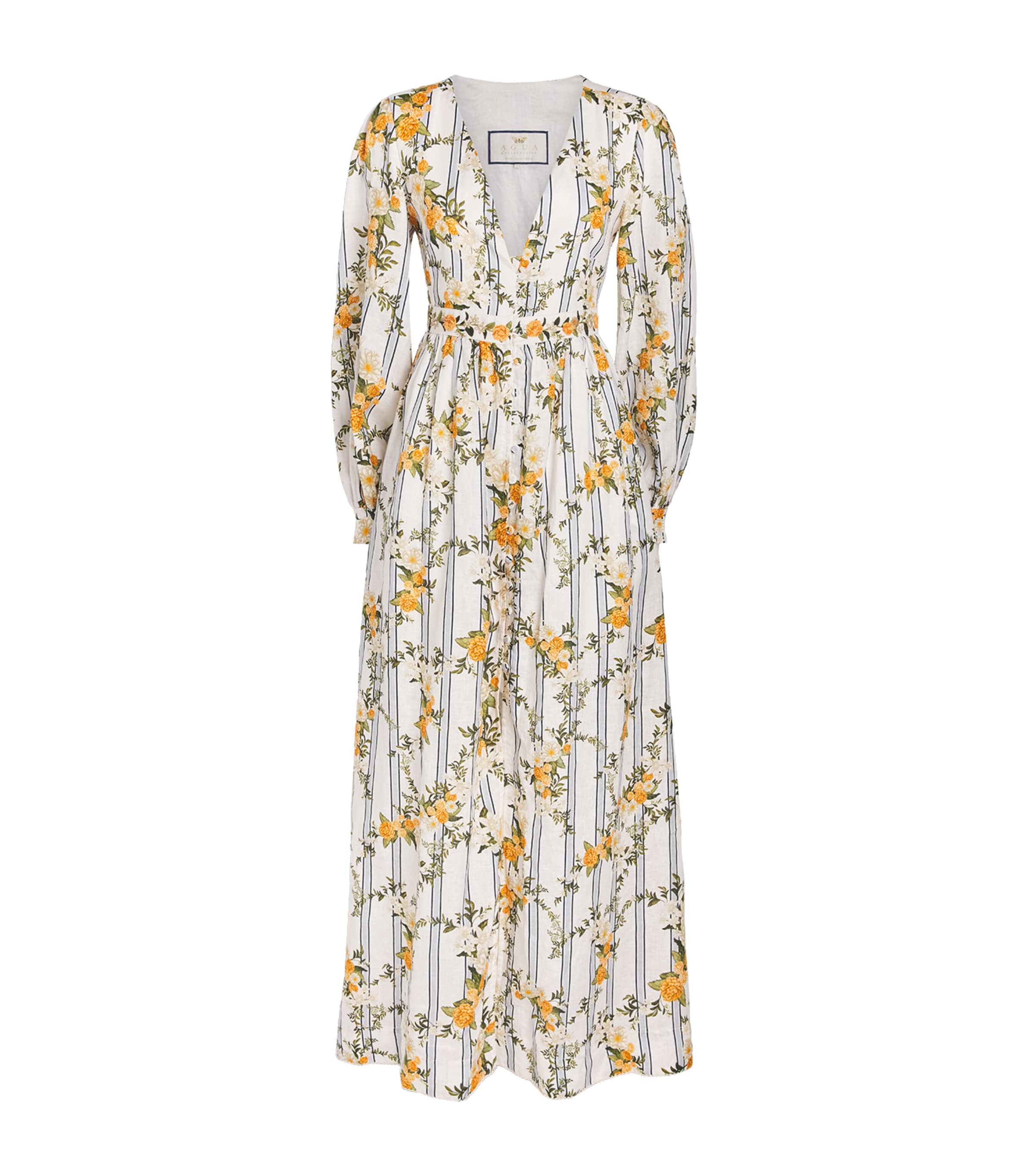 Agua By Agua Bendita Womens Linen Floral Frambuesa Valle Maxi Dress Image 1