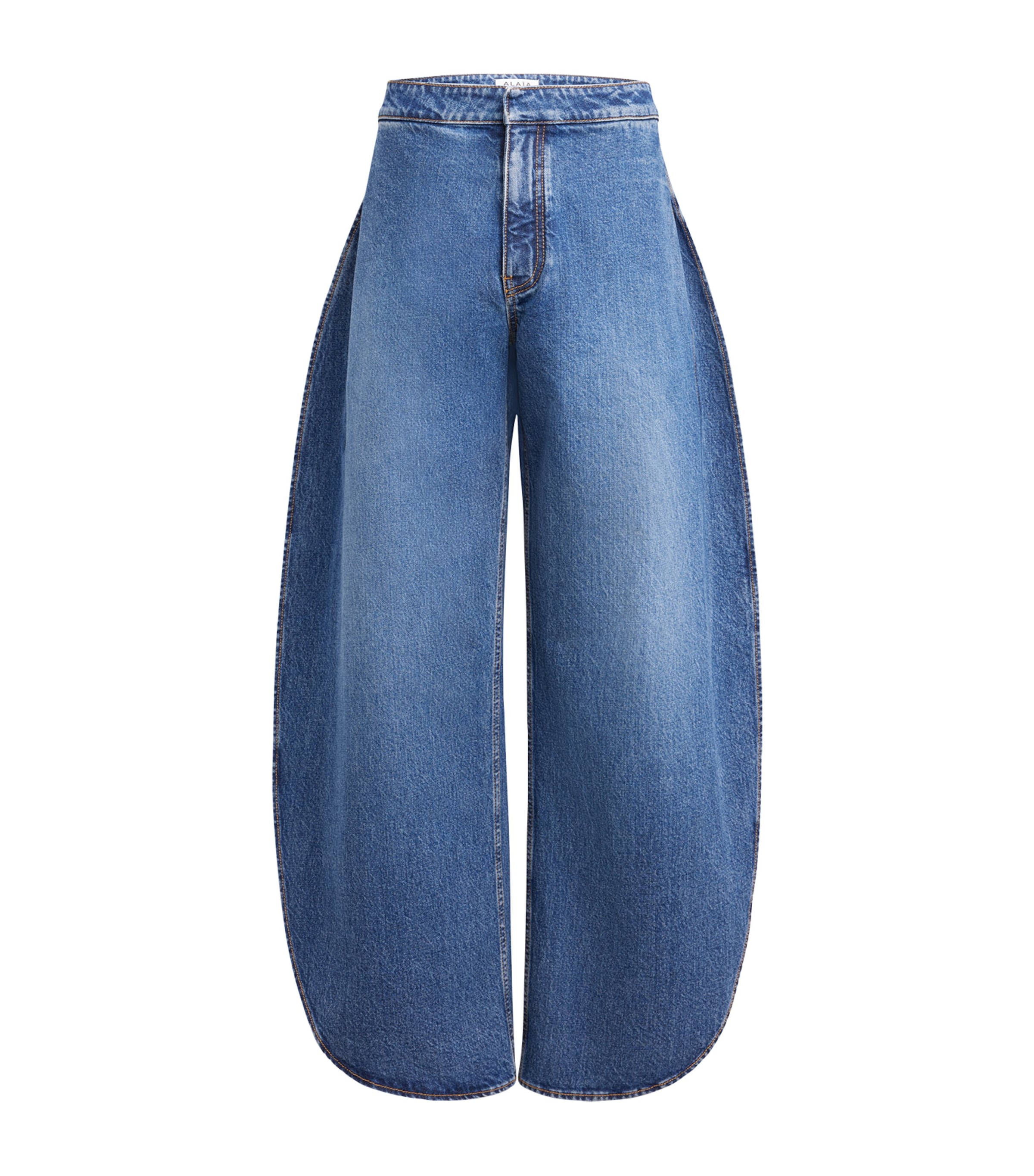 Shop Alaïa Side-slit Round-leg Jeans In Blue