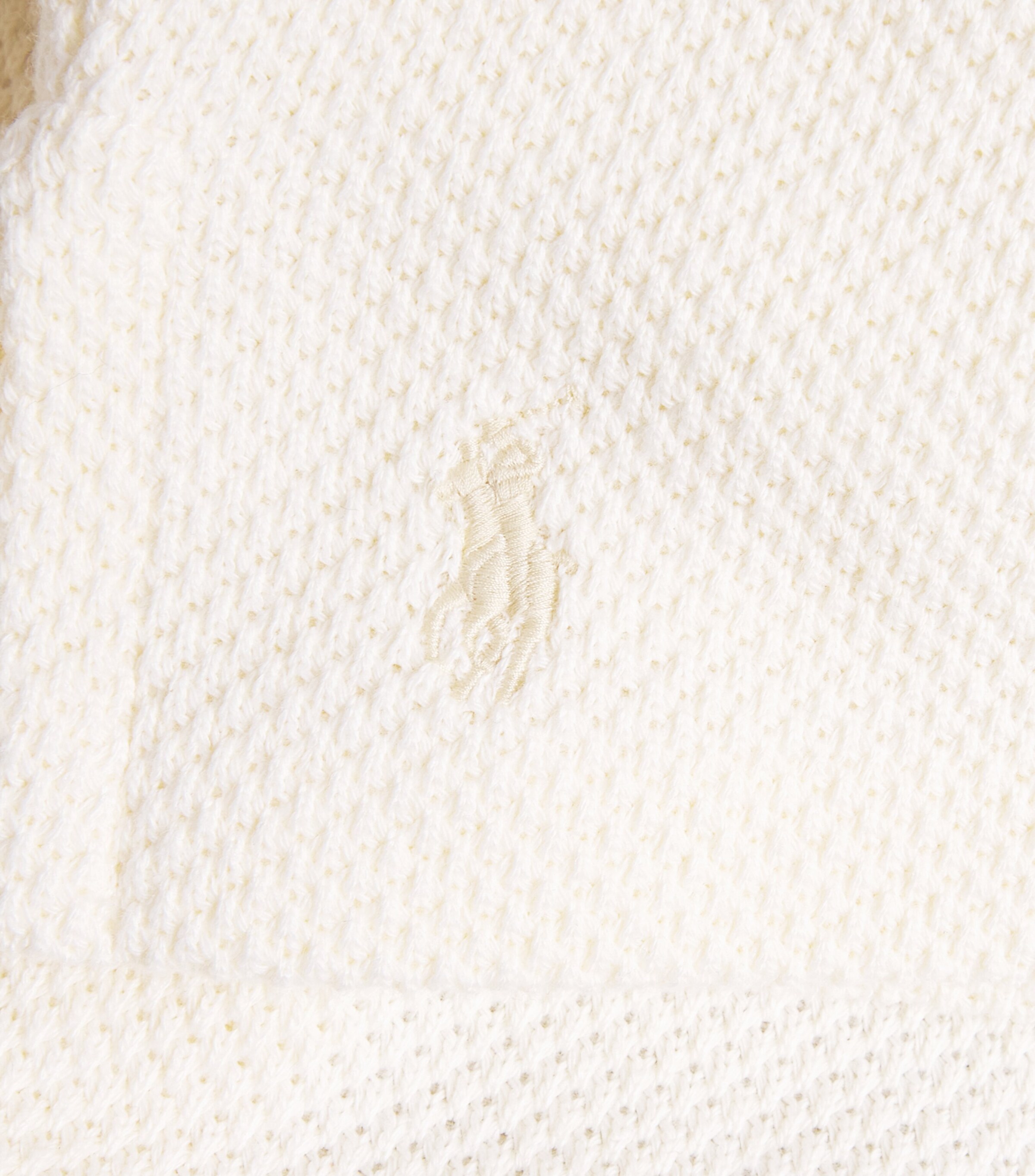 Polo Ralph Lauren Mens Piqué Textured Polo Shirt Pale Cream Image 6