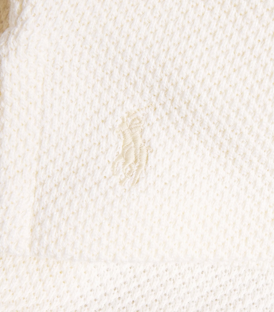 Polo Ralph Lauren Mens Piqué Textured Polo Shirt Pale Cream Image 6