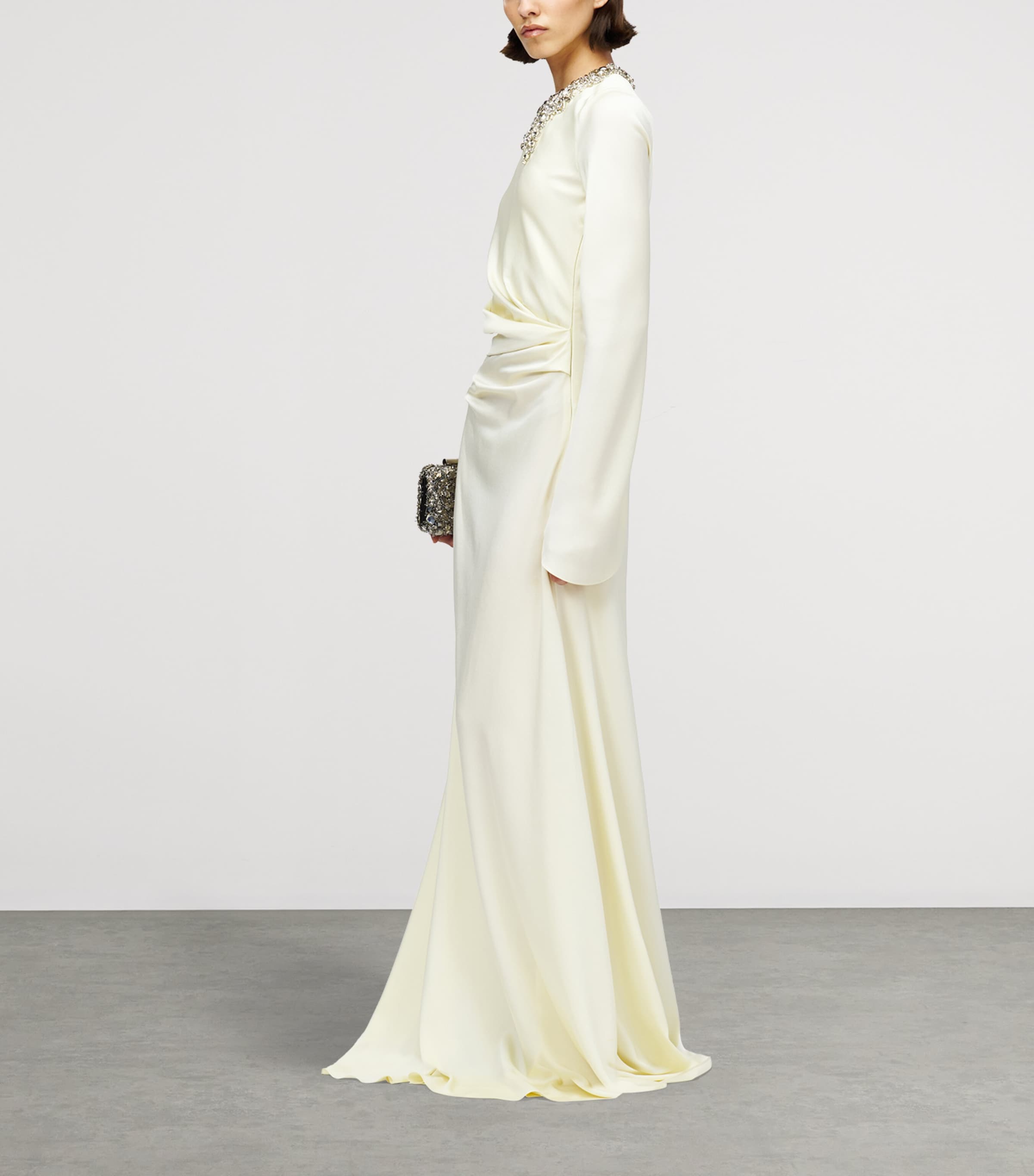 McQueen Womens Embellished Draped Maxi Dress Image 3