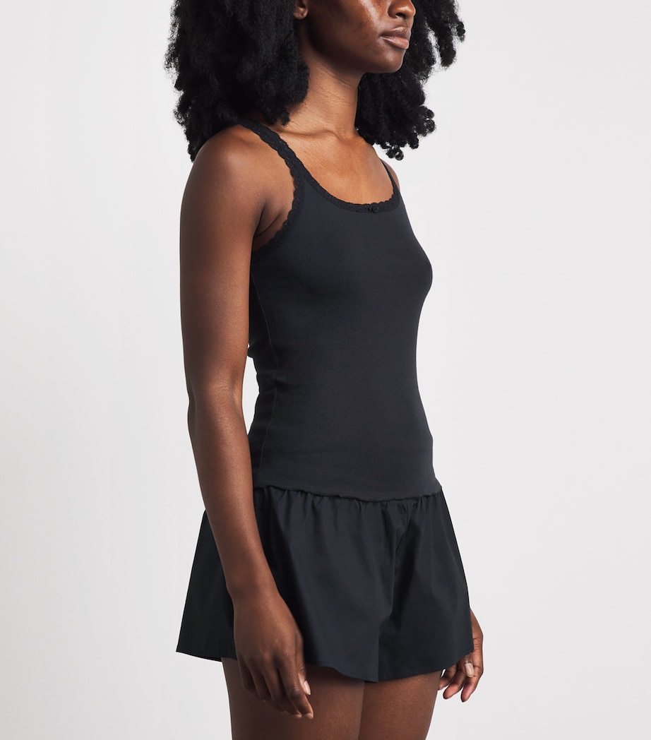 Skims Womens Pointelle Cami Pyjama Top Onyx Image 4