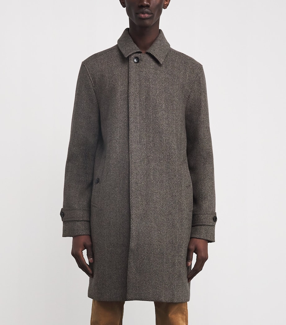 Wool-Blend Herringbone Brunetti Overcoat CAMEL/BLACK Image 3