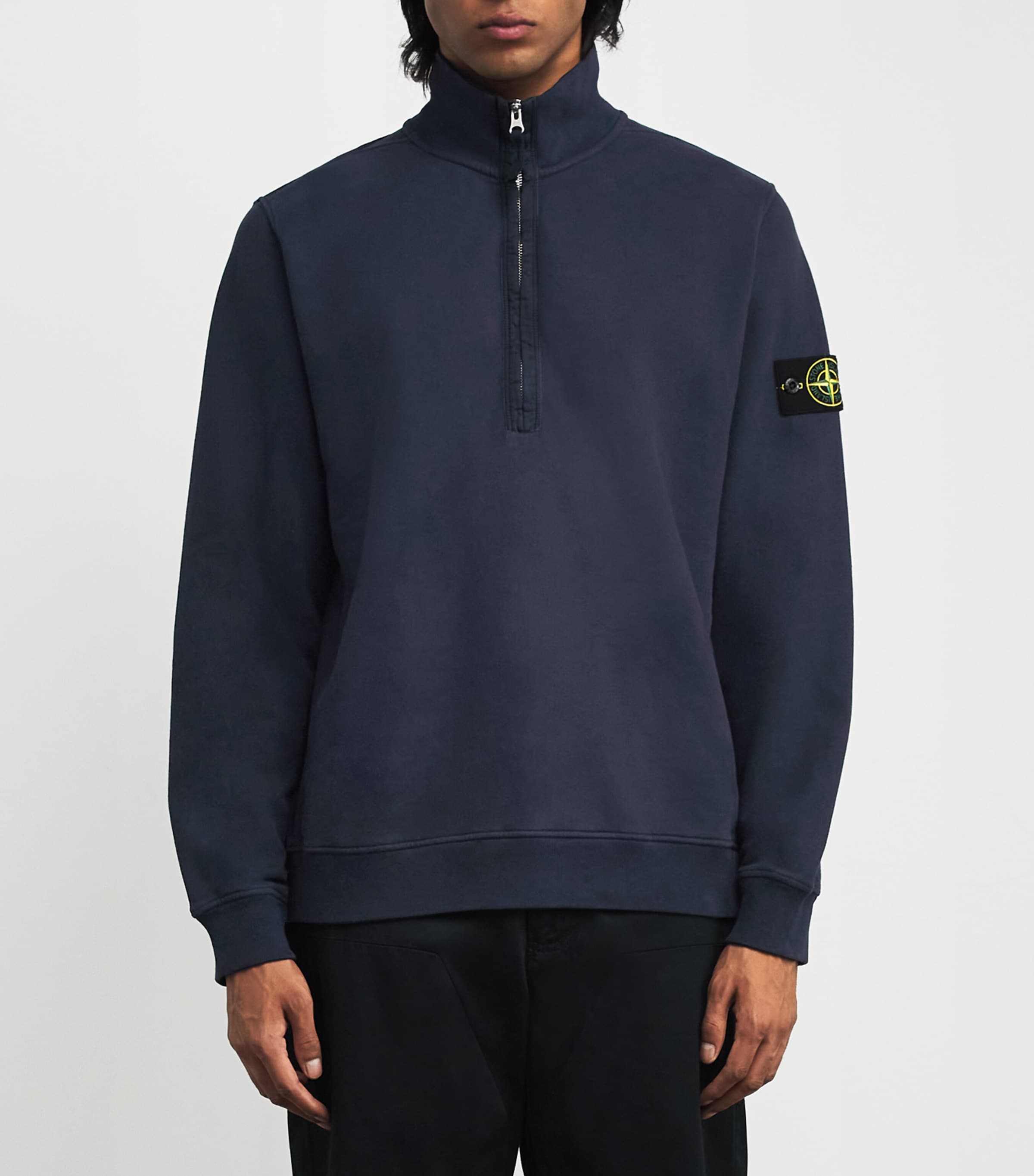 Stone Island Navy Cotton Half-Zip Sweatshirt Harrods UK