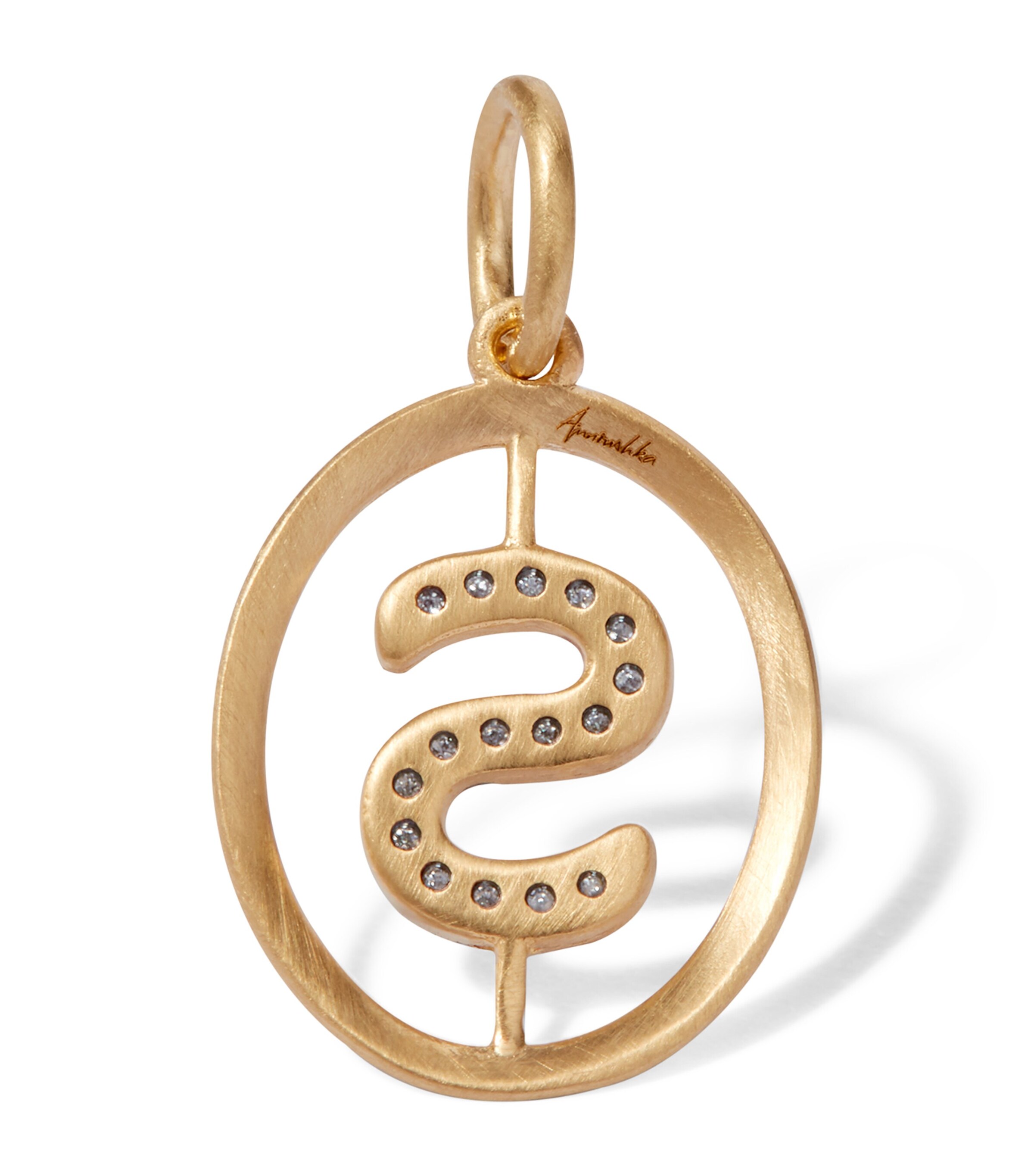 Yellow Gold and Diamond Initial S Pendant YELLOW GOLD Image 2
