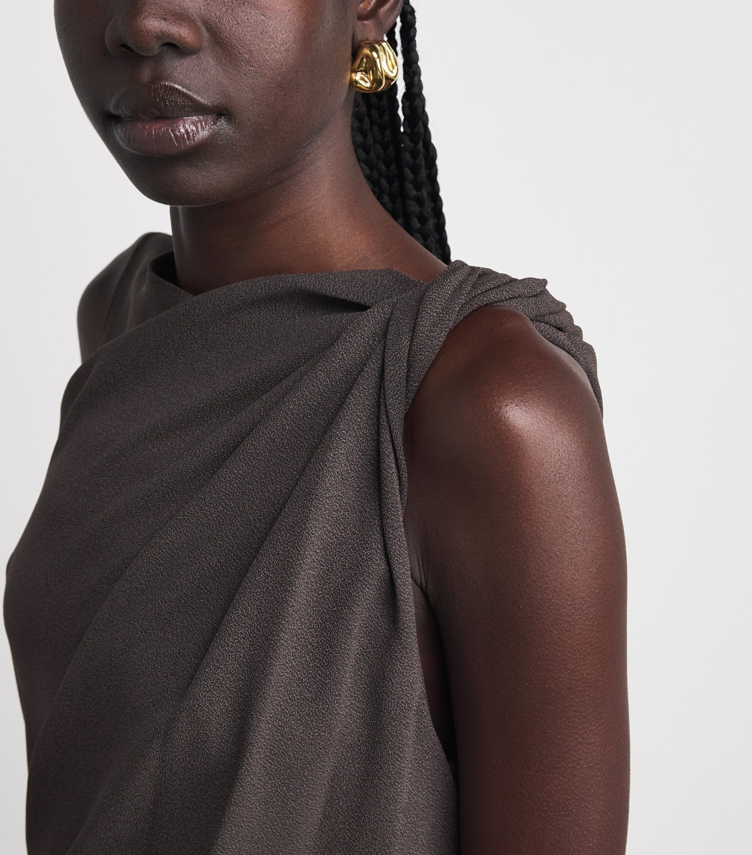 Theory Womens Shoulder Twist Maxi Dress Daj Cacao Image 5