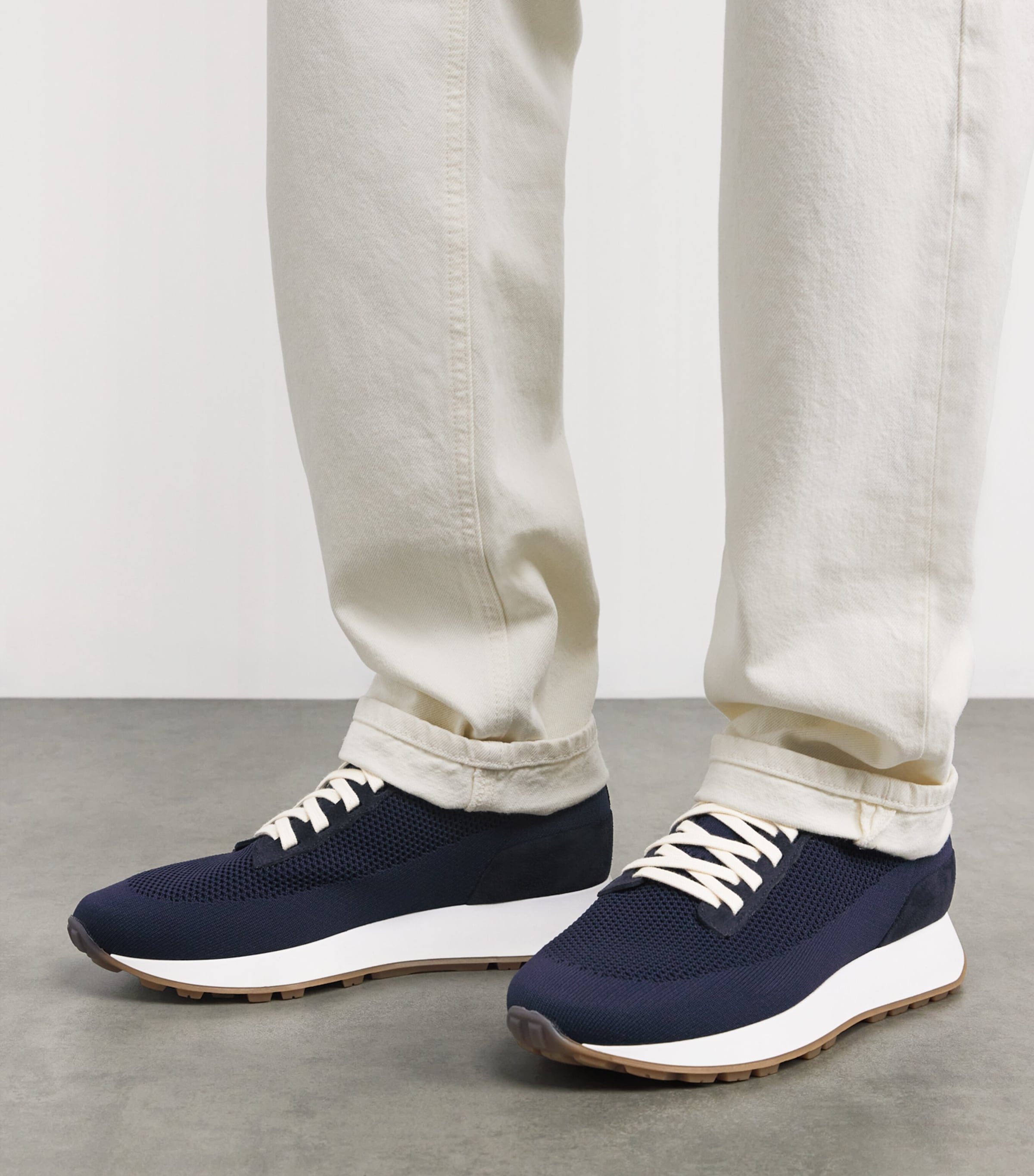 Leather-Blend Scarpa Running Trainers BLU, BLU Image 2