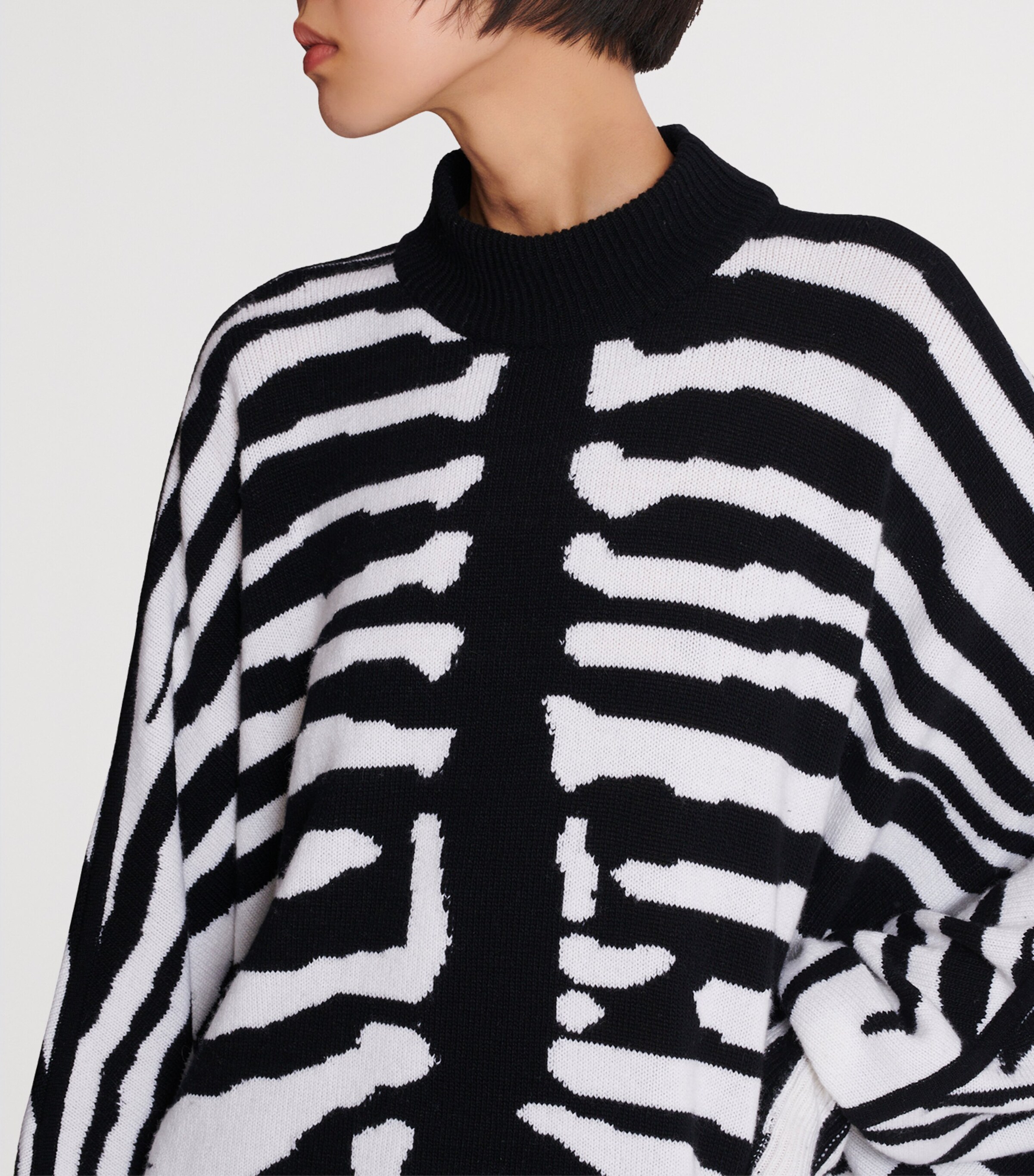 Wool-Cashmere Intarsia Mini Dress EAB NOIR/BLANC Image 7