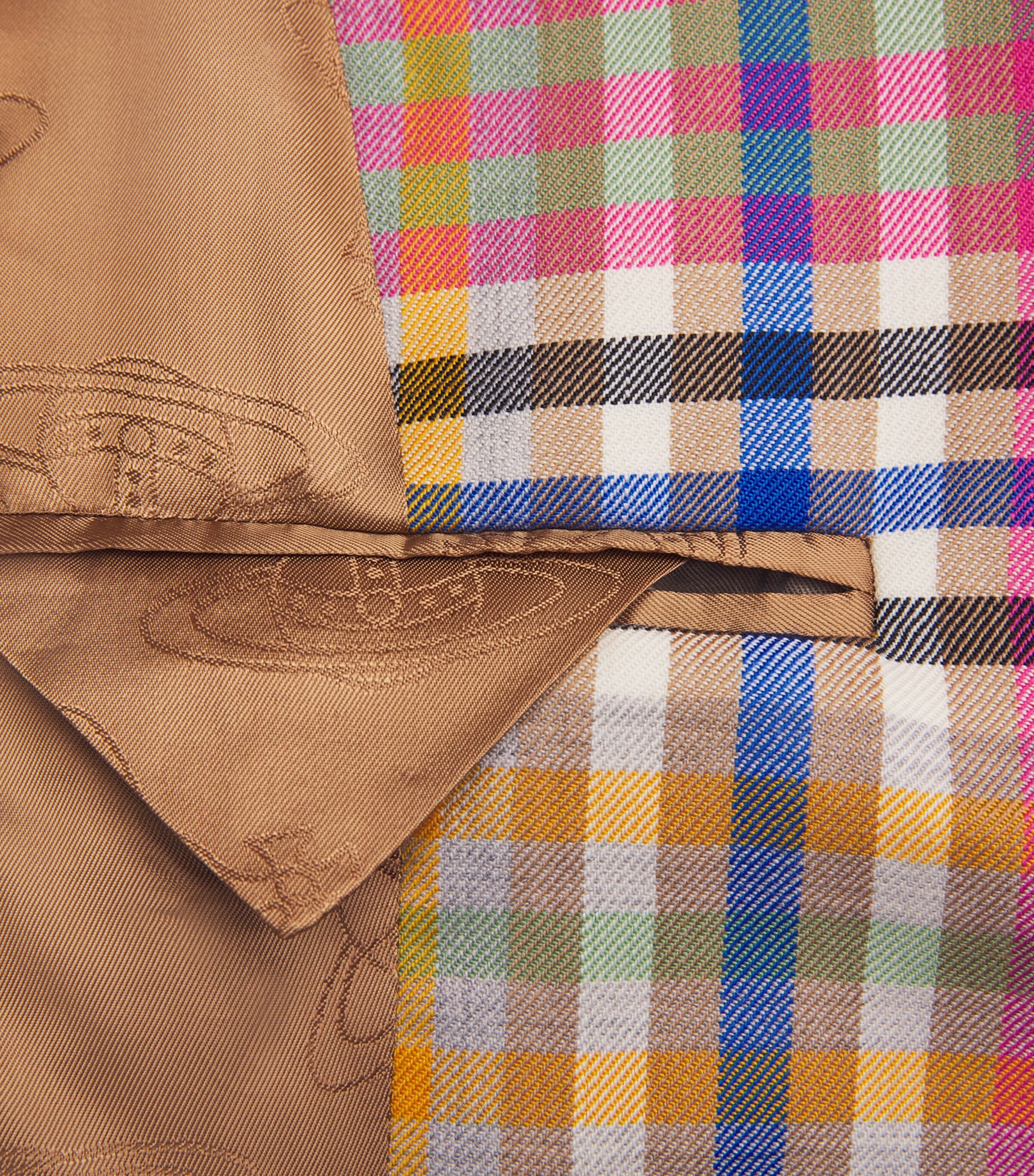 Virgin Wool Check Cropped Blazer MULTI Image 5