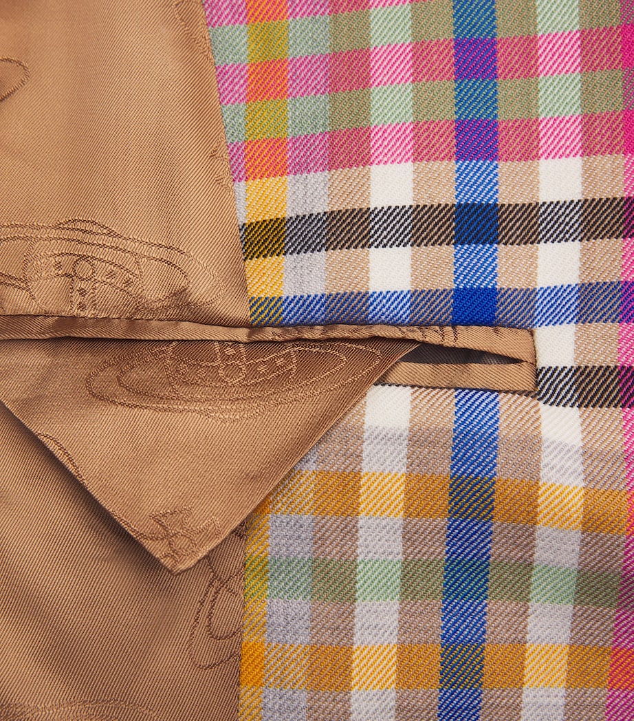 Virgin Wool Check Cropped Blazer MULTI Image 5