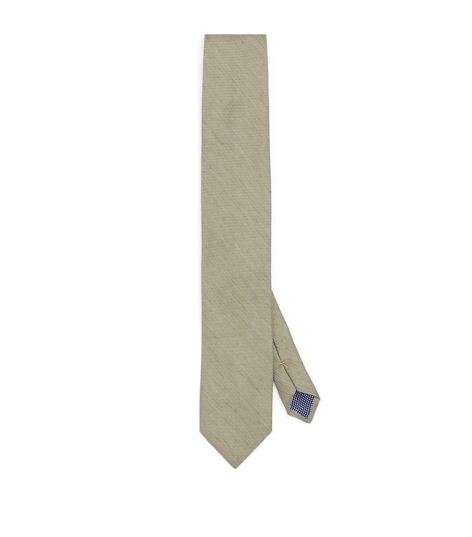 Silk-Linen-Cotton Tie MID GREEN Image 1