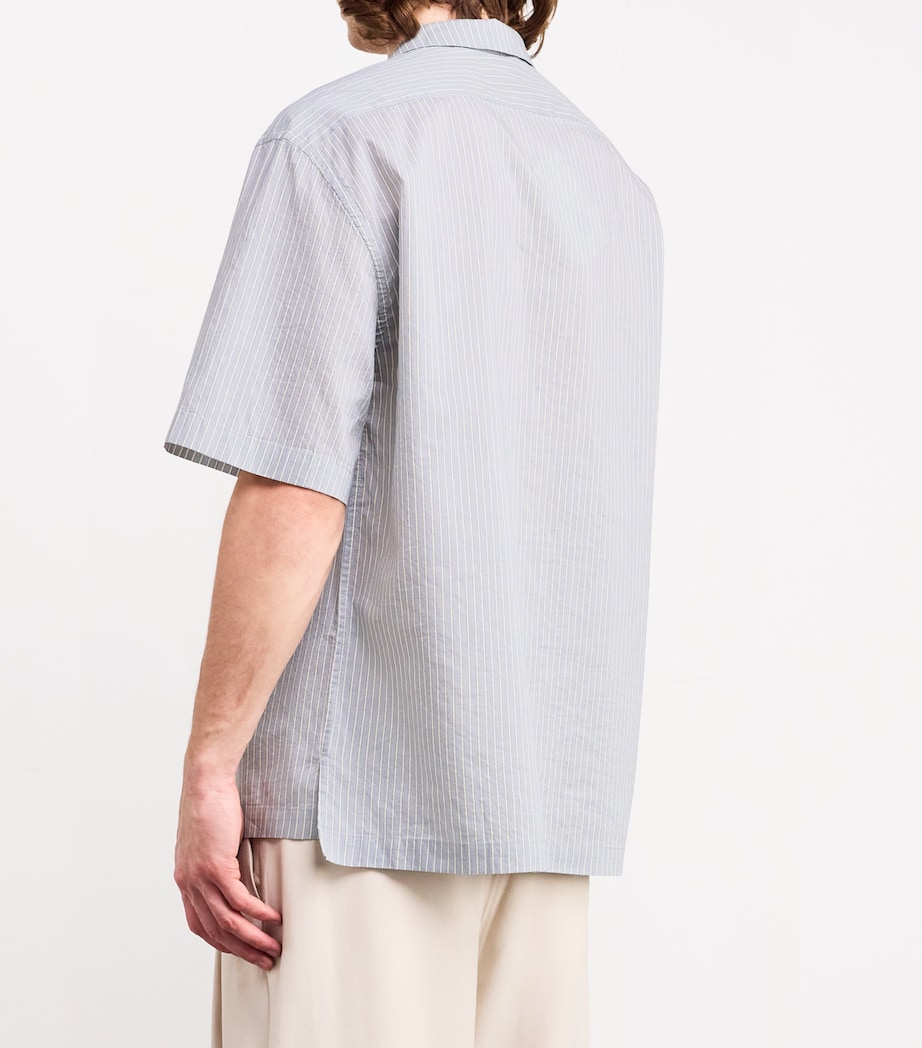 Barena Mens Cotton-Silk Striped Shirt Azzuro Image 4