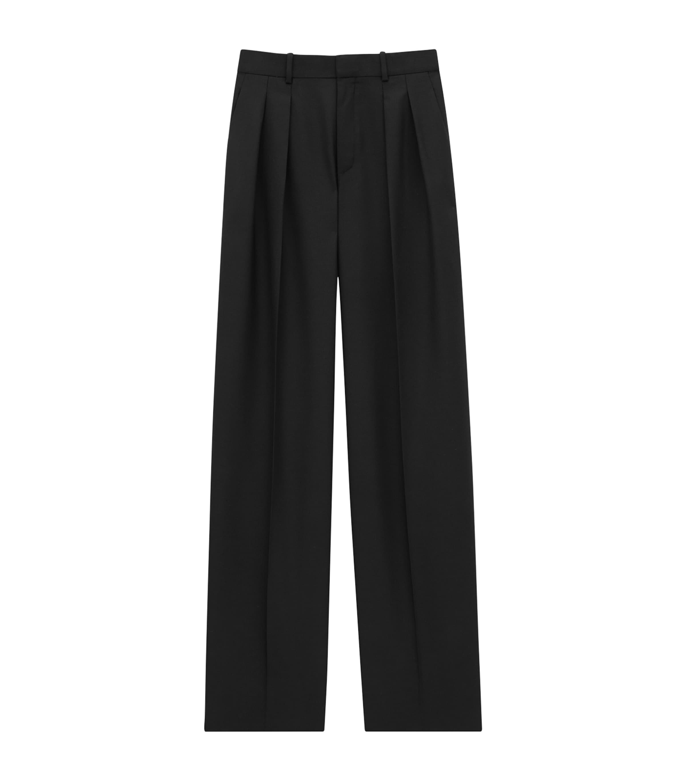 Saint Laurent High-rise Tuxedo Pants In Grain De Poudre In Black