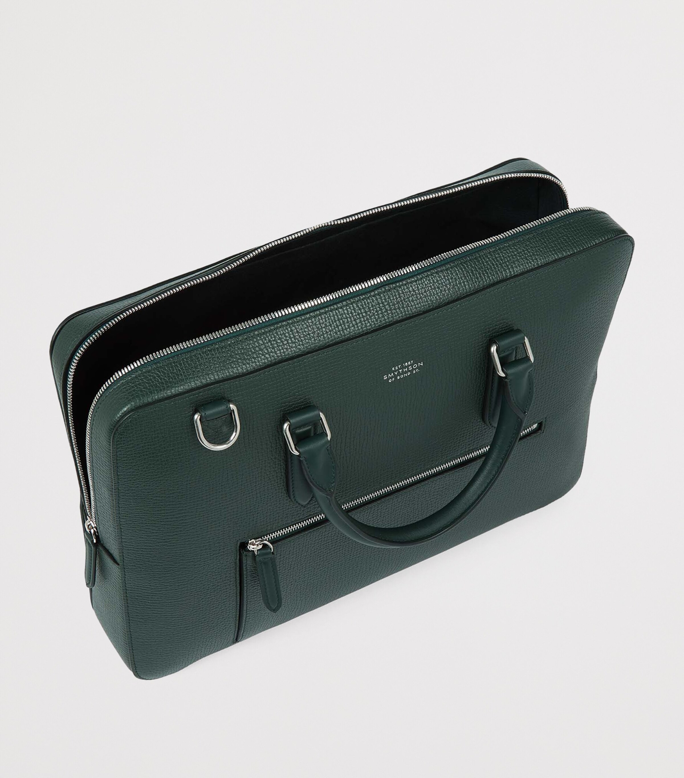 Ludlow Leather Slim Briefcase BOTTLE GREEN Image 4