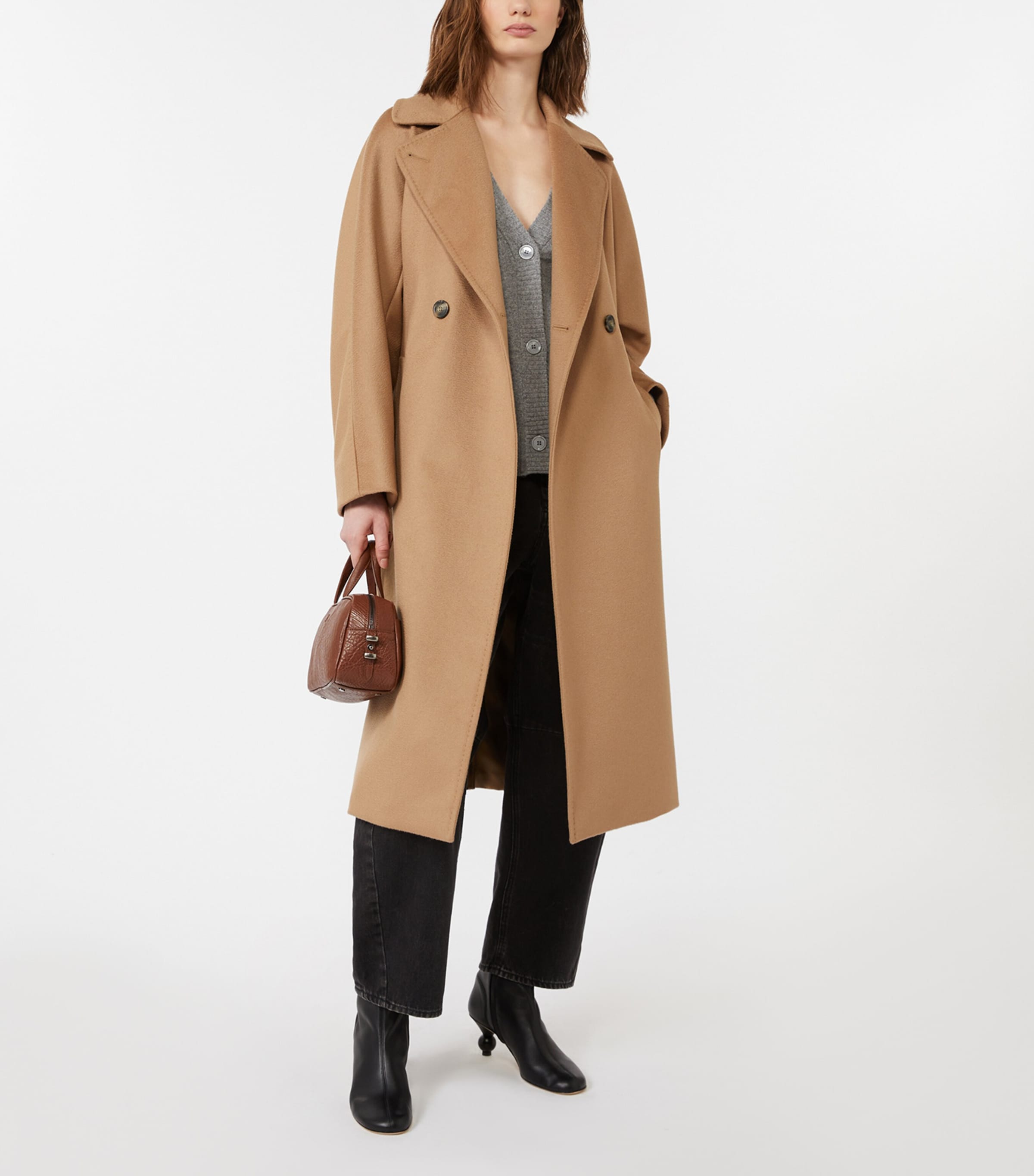 Weekend Max Mara Womens Virgin Wool Belted Coat Camel Image 2
