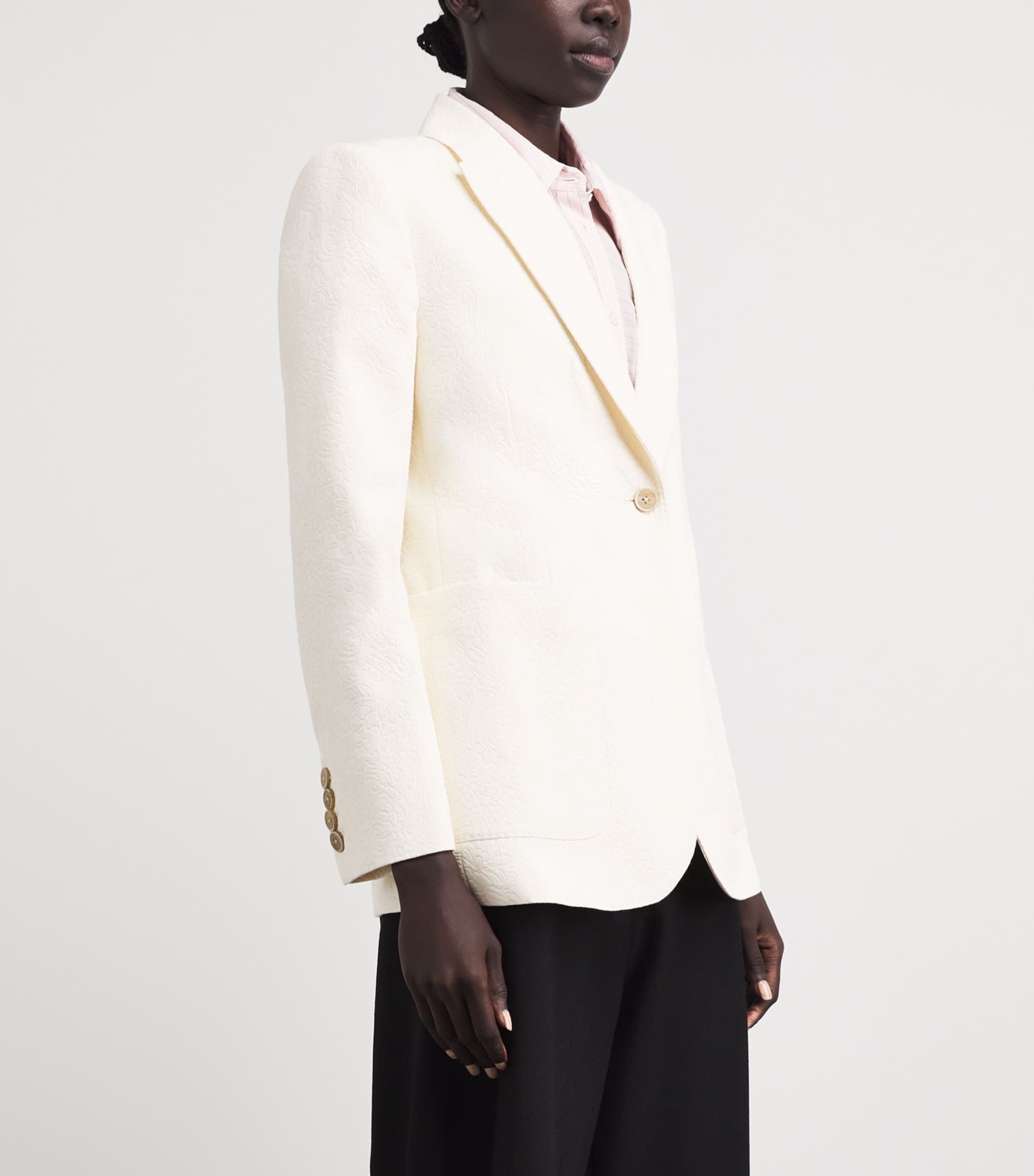 ME+EM Womens Jacquard Sharp Shoulder Blazer Ivory Image 4