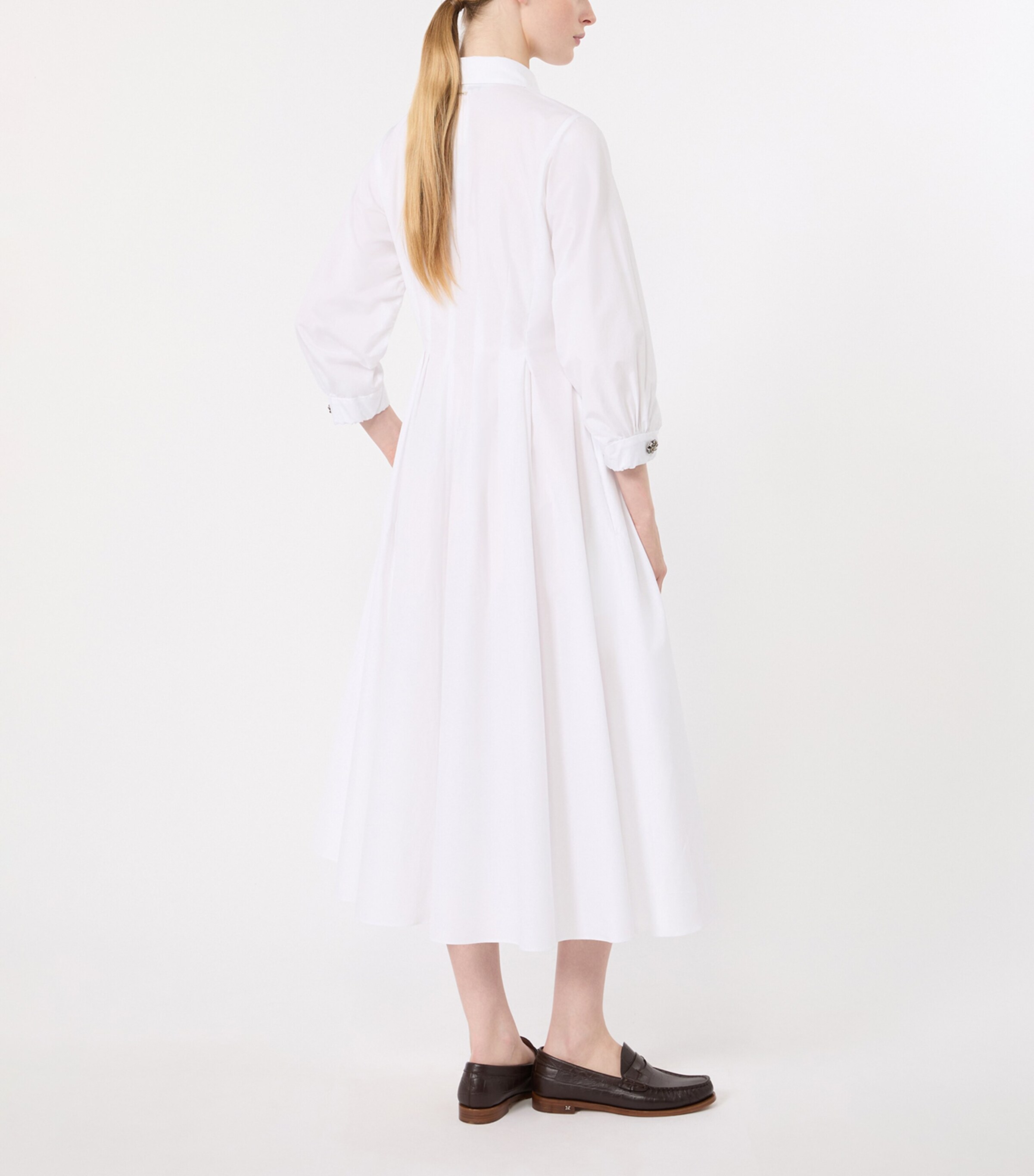 Max Mara Womens Cotton Poplin Shirt Dress White Image 4