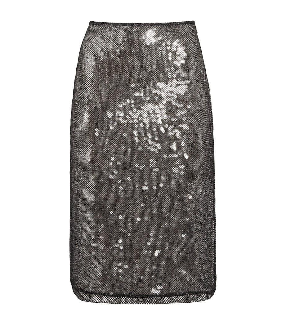 Sequin Façade Midi Skirt DBLK BLACK Image 1