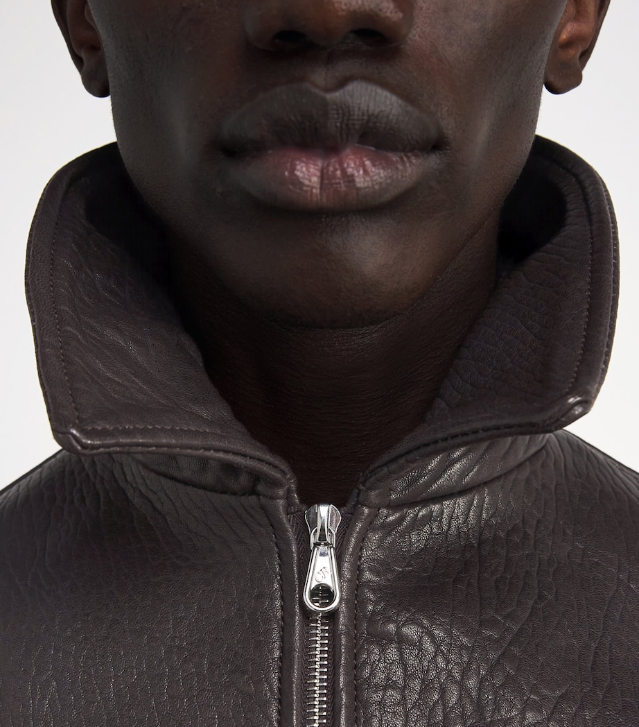 Bomber Shrunken Leather Jacket BROWN 300 Image 6